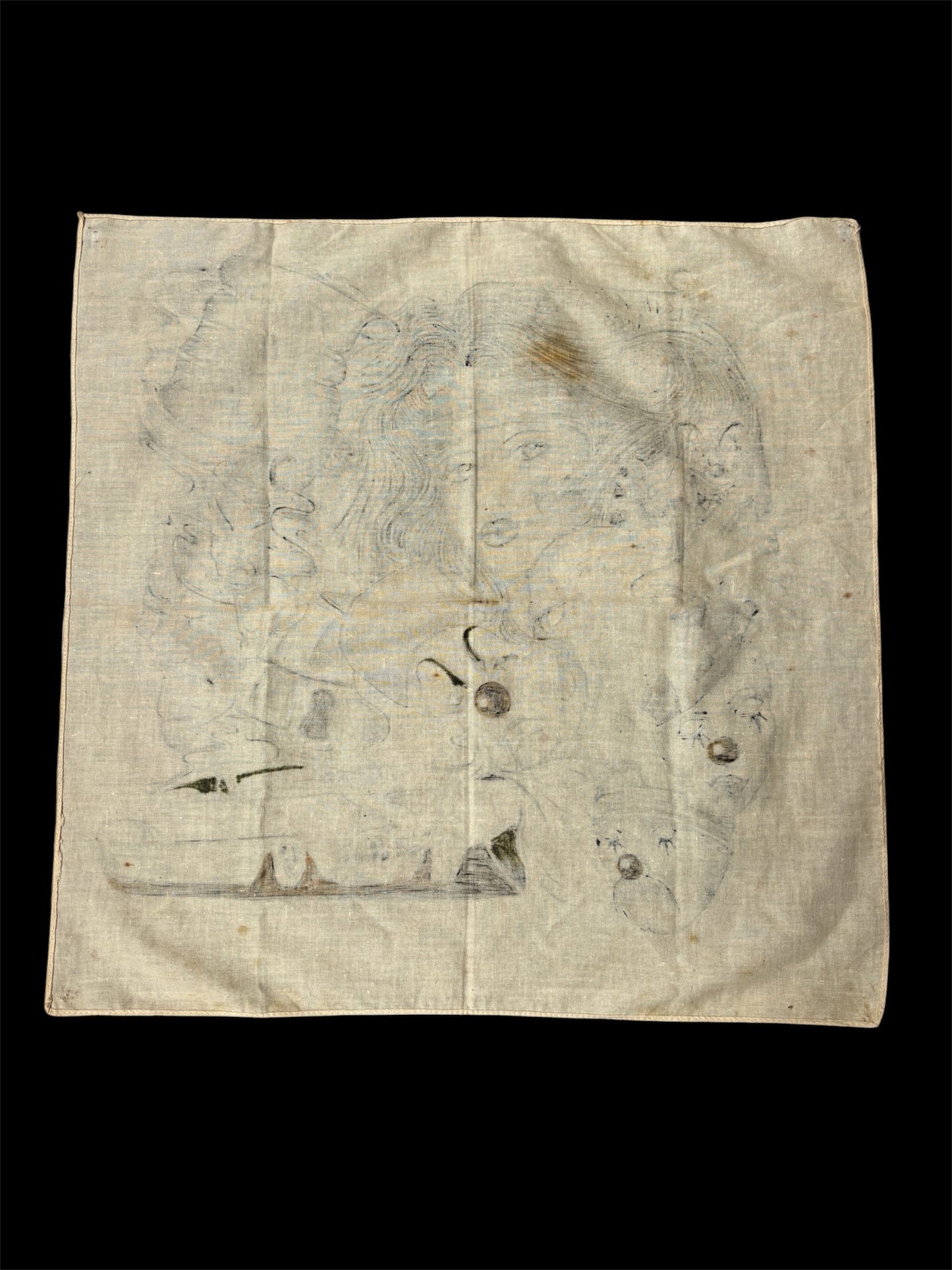 Chicano Prison Art Hand Drawn Ink On Cotton Handkerchief