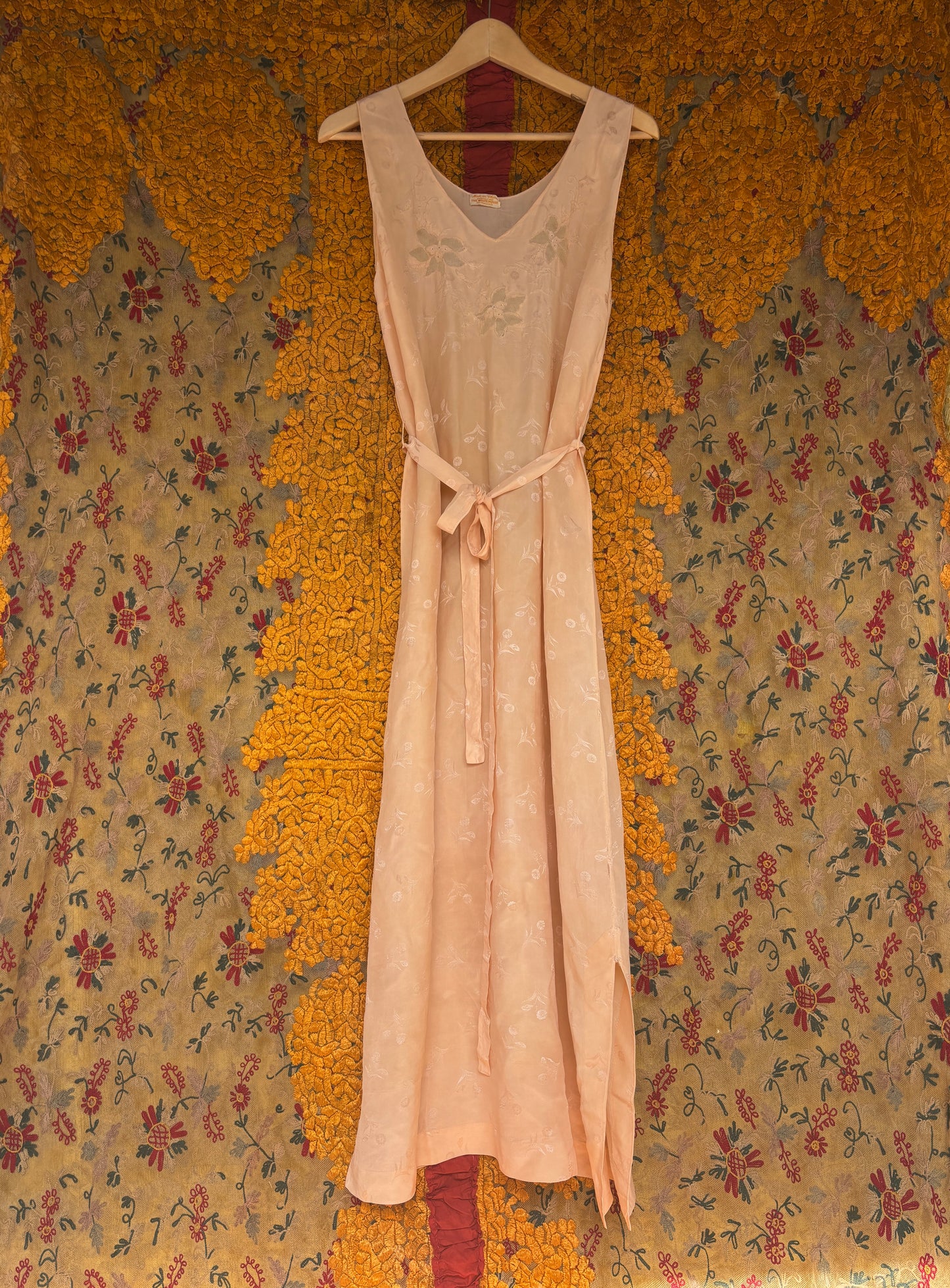1930s blush pink pure silk slip dress