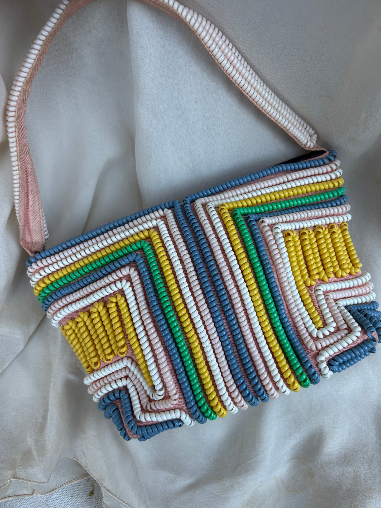 1940s rare pastel colorway telephone cord purse