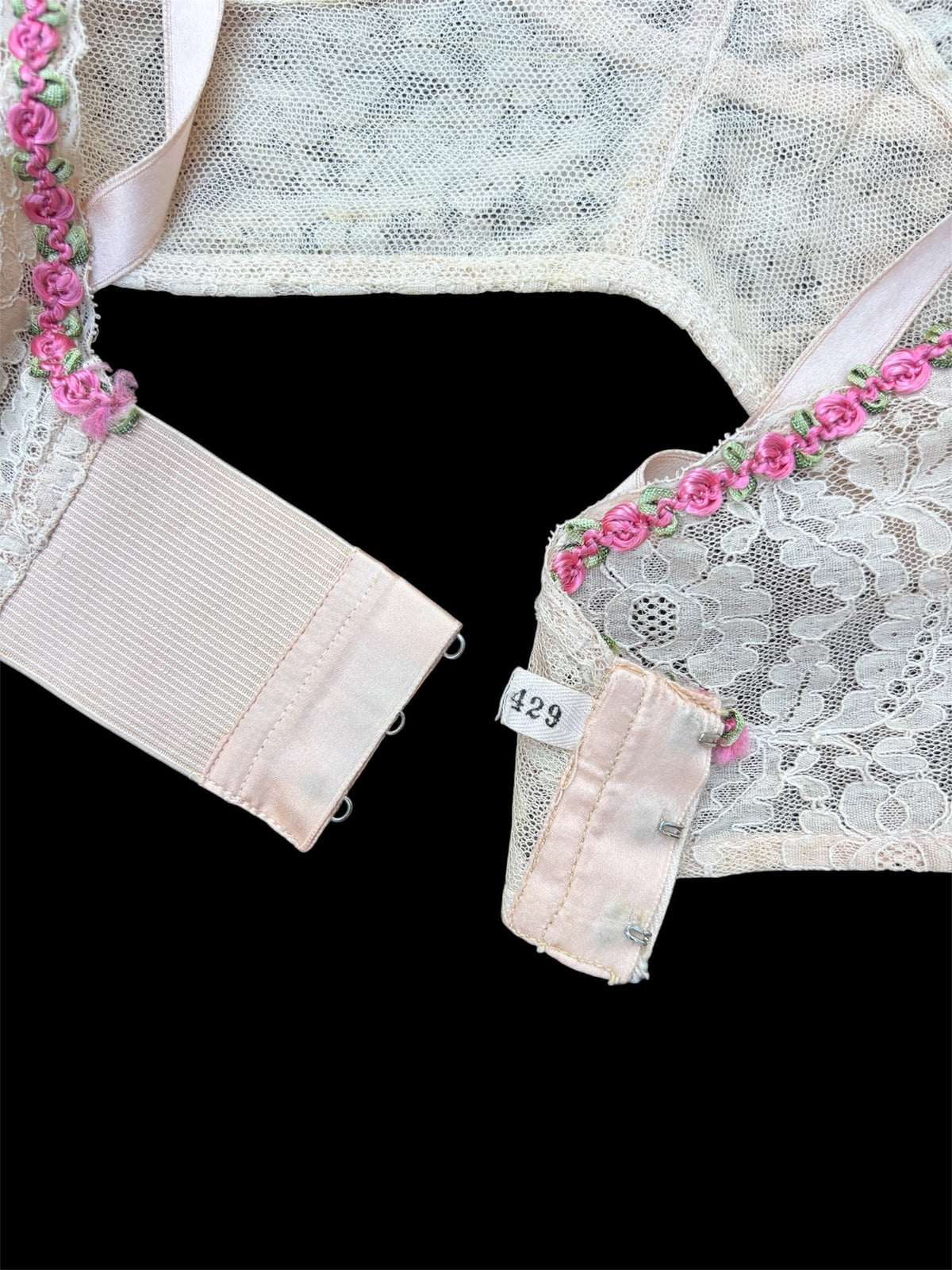 1920s ribbonwork rosette lace bralette