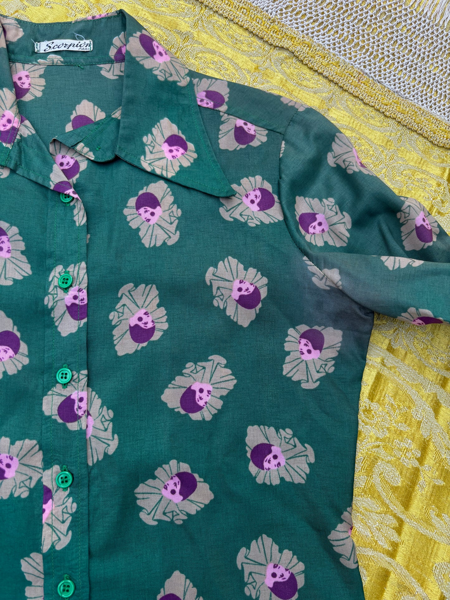 1970s French Pierrot novelty blouse