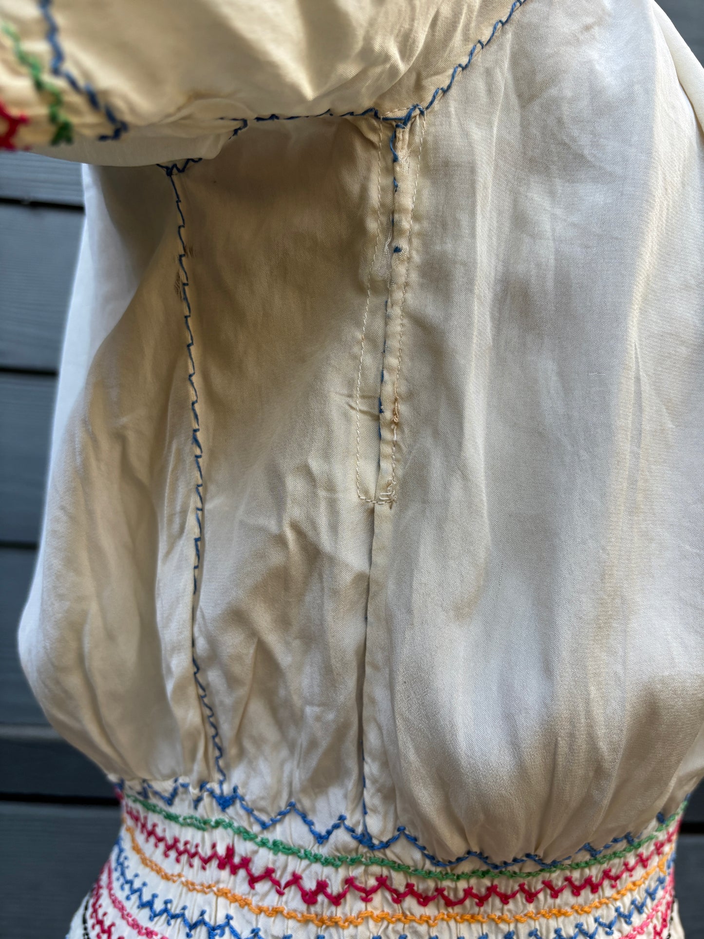 1930s silk embroidered Hungarian peasant blouse