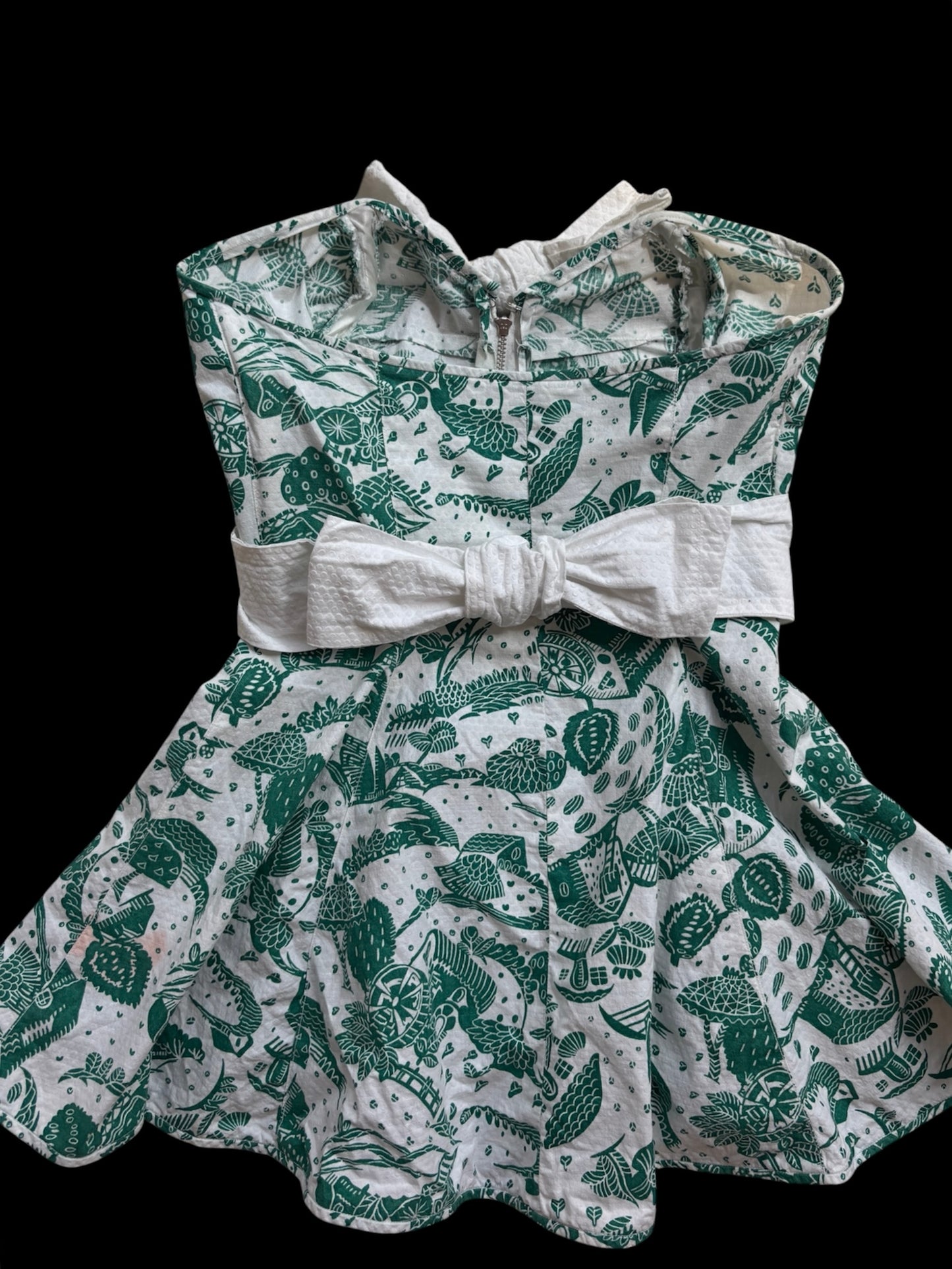 1950s novelty island print boned bustier top/micro mini