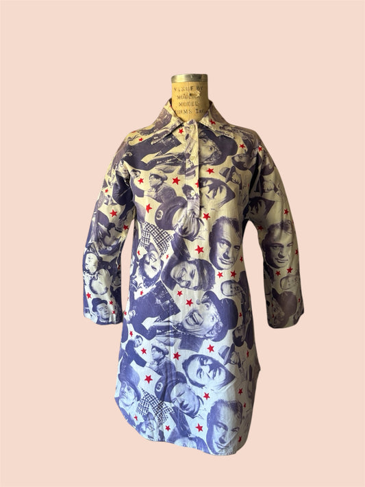 1960s Hollywood stars photo print shirt/dress
