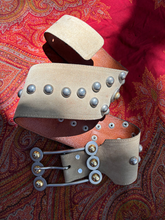 Late 1960s heavily studded hippie leather belt