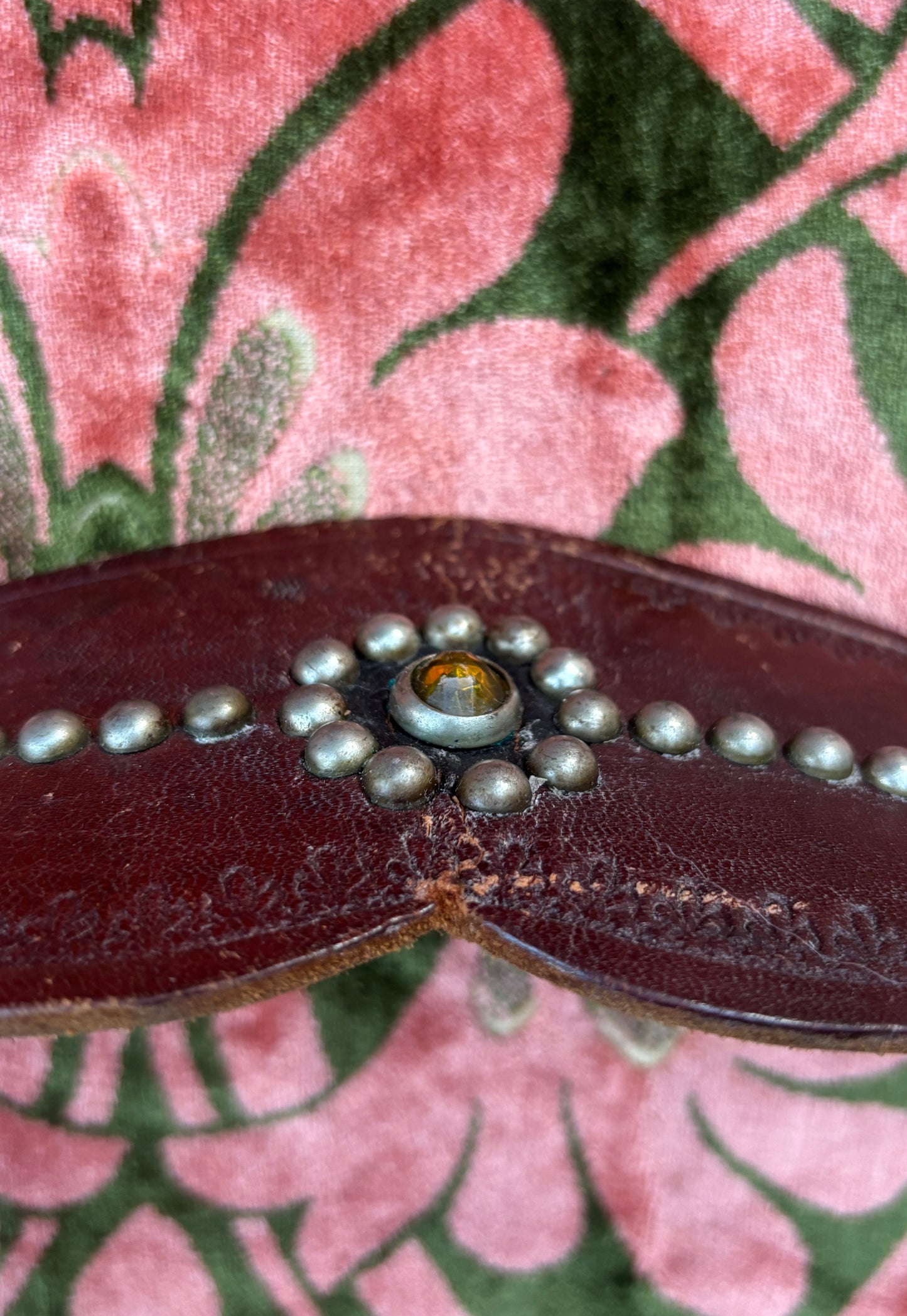 1950s jeweled & studded leather kidney belt