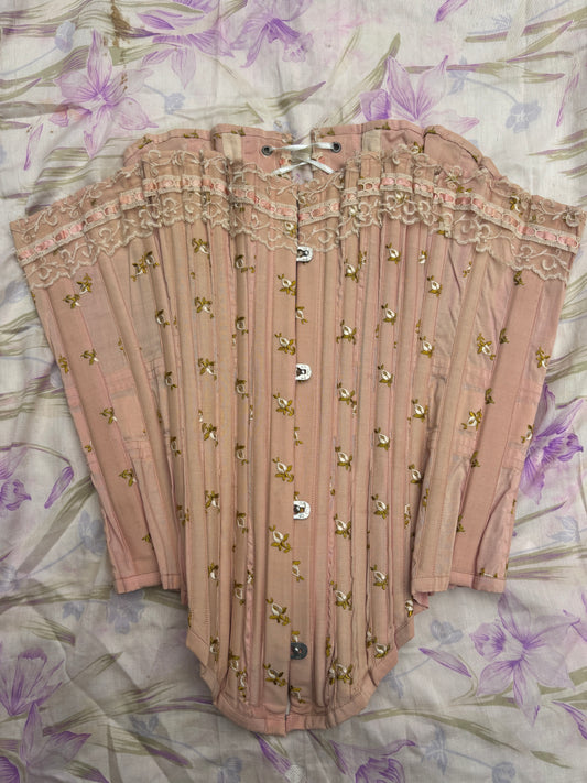 Late Victorian era embroidered whale boned corset