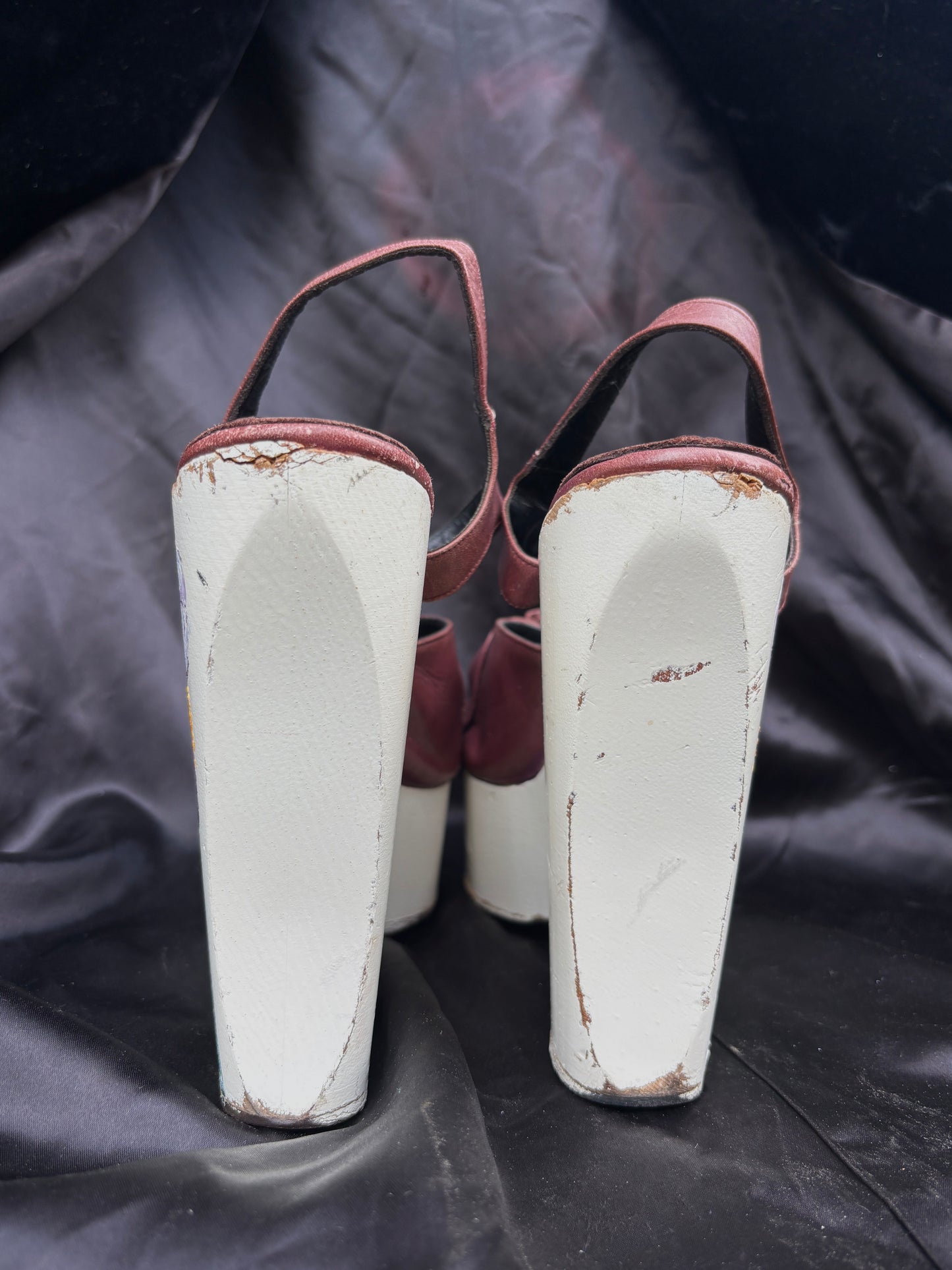 1970s Wonder Wedge by Bonnie Smith hand painted platforms
