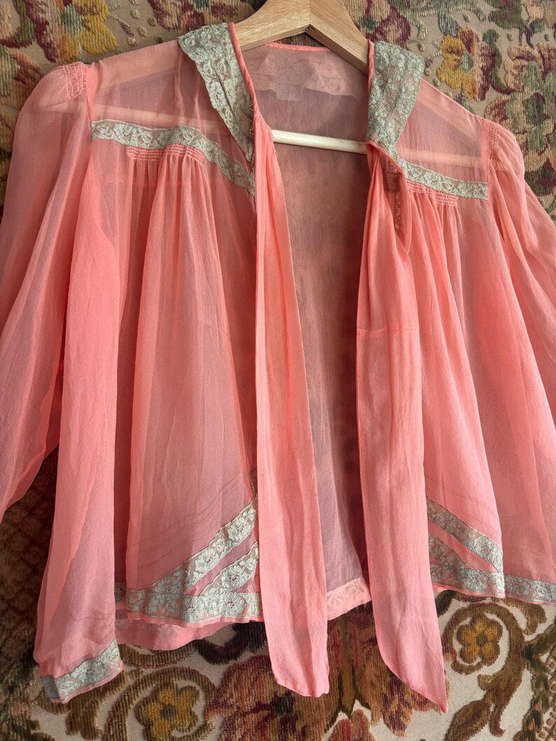 1920s/30s Pure Silk Pink Boudoir Jacket