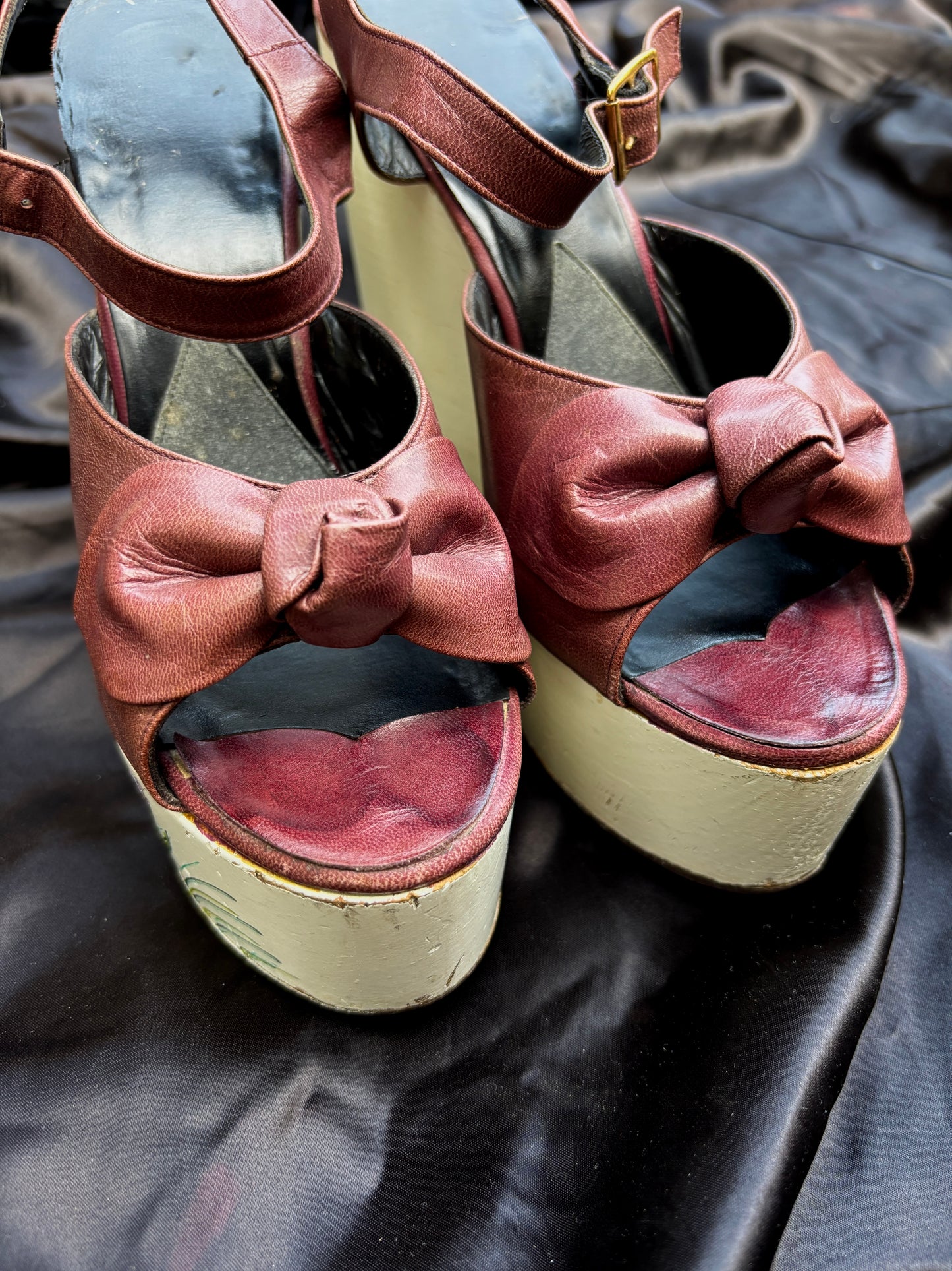 1970s Wonder Wedge by Bonnie Smith hand painted platforms