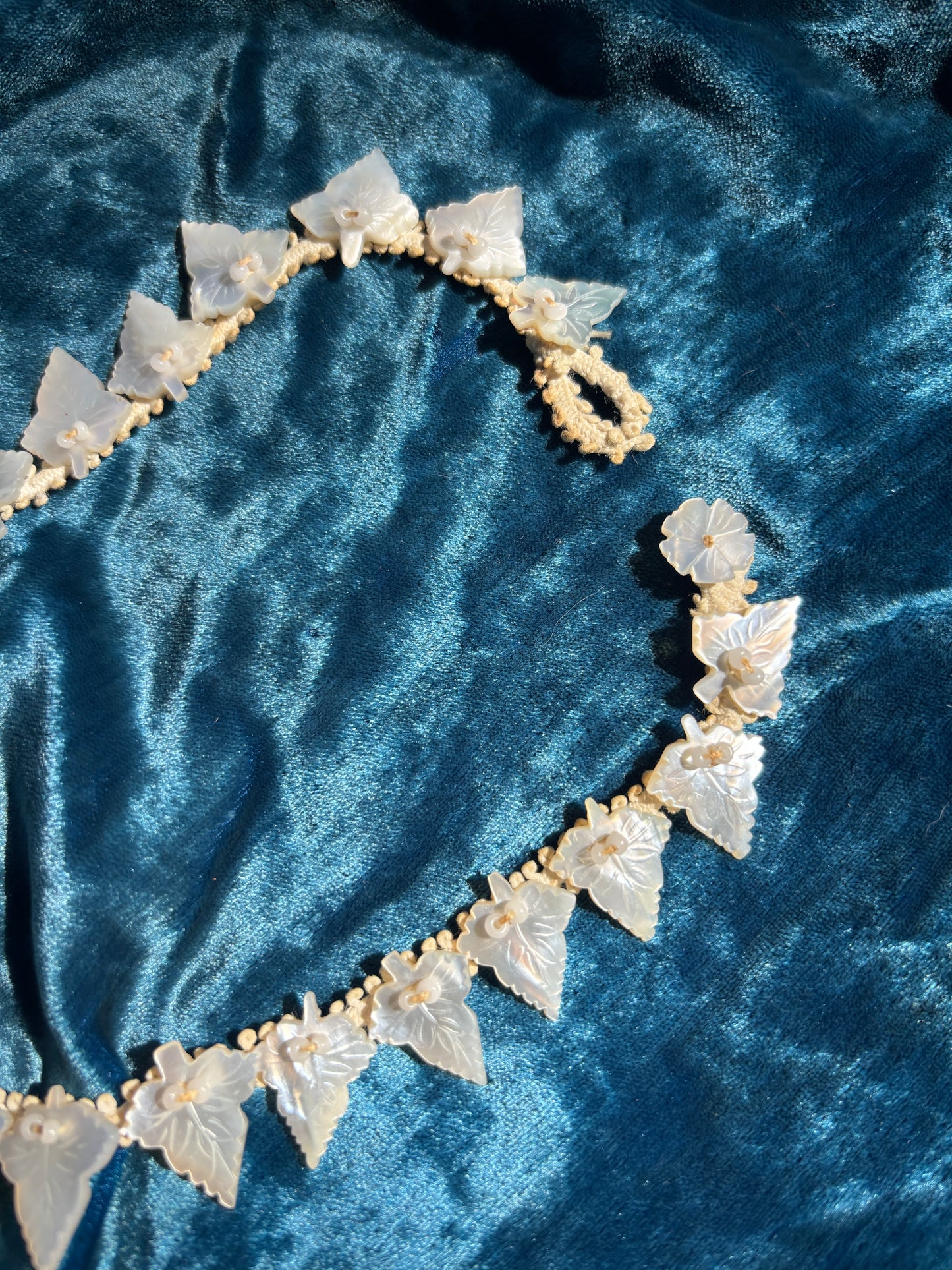 Carved mother of pearl choker necklace