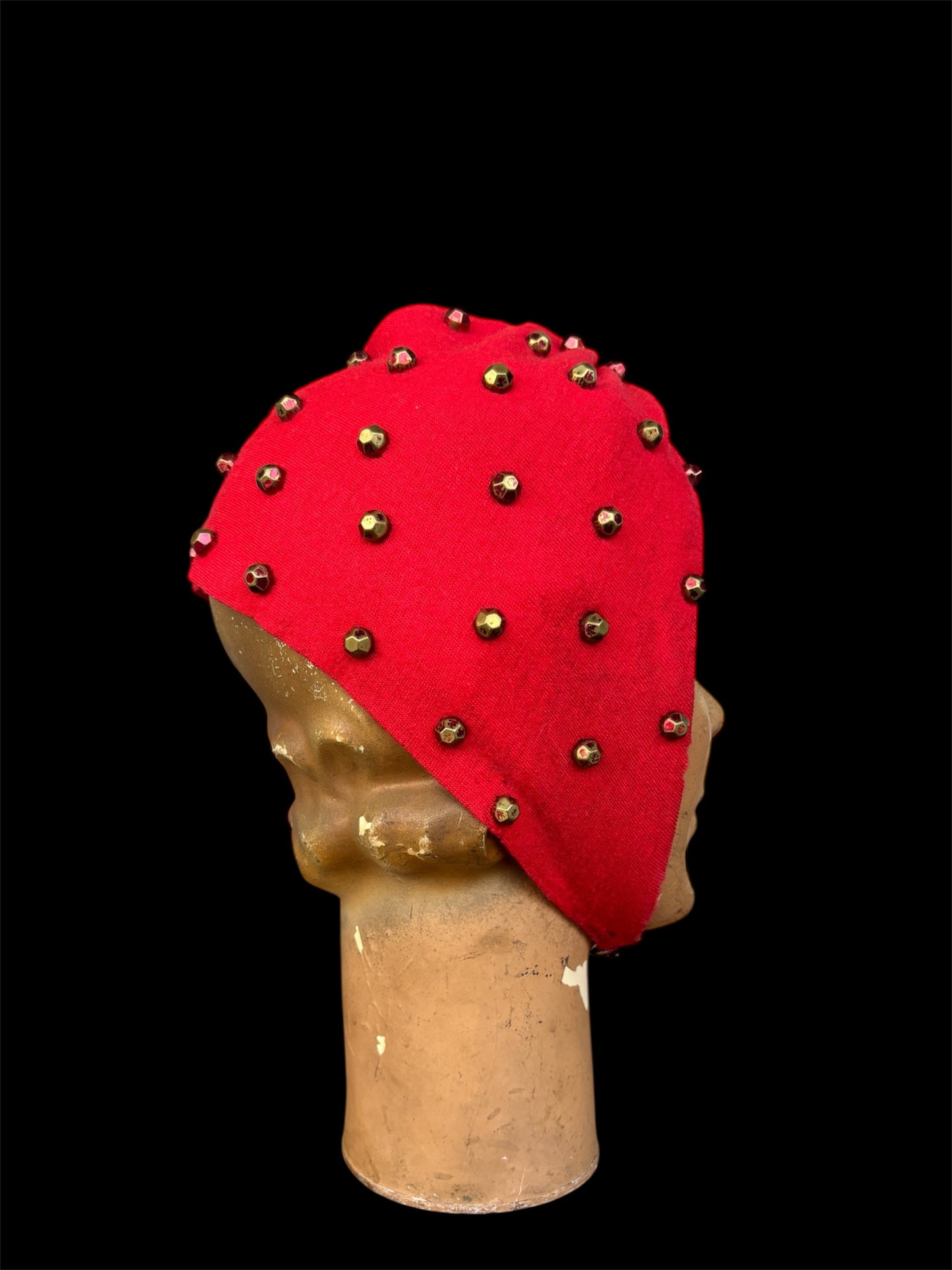 1930s studded wool turban