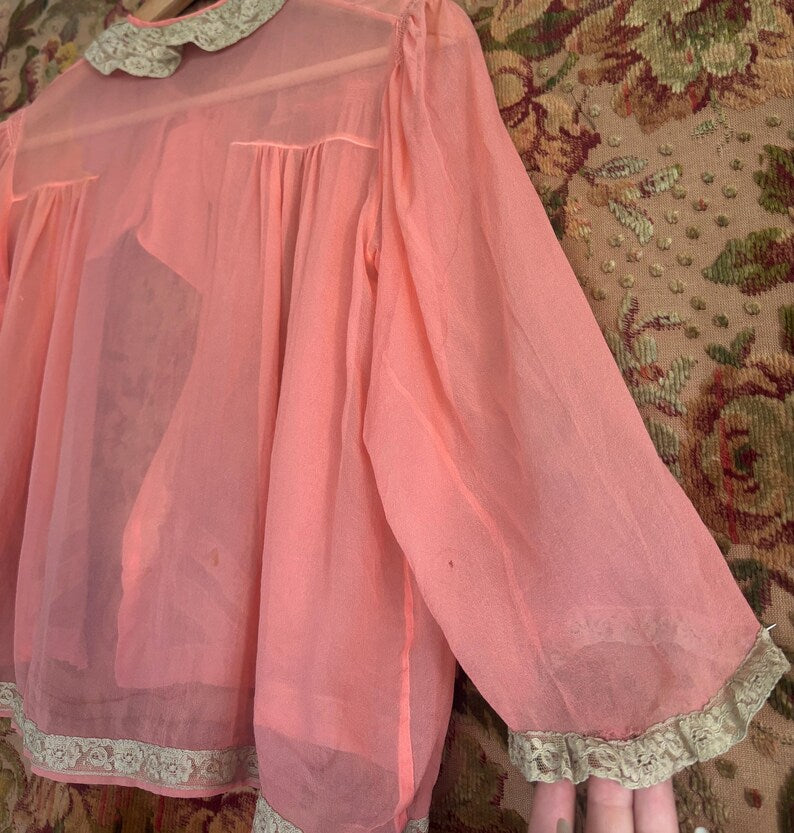 1920s/30s Pure Silk Pink Boudoir Jacket
