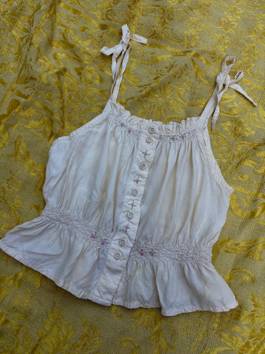 1970s embroidered & smocked peasant blouse Star of India