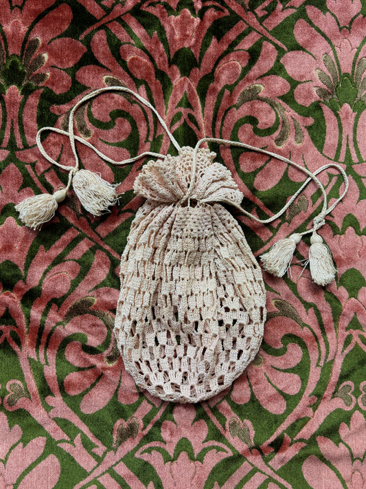 1920s crochet tassel purse