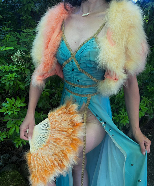 1960s sherbet marabou feather bolero