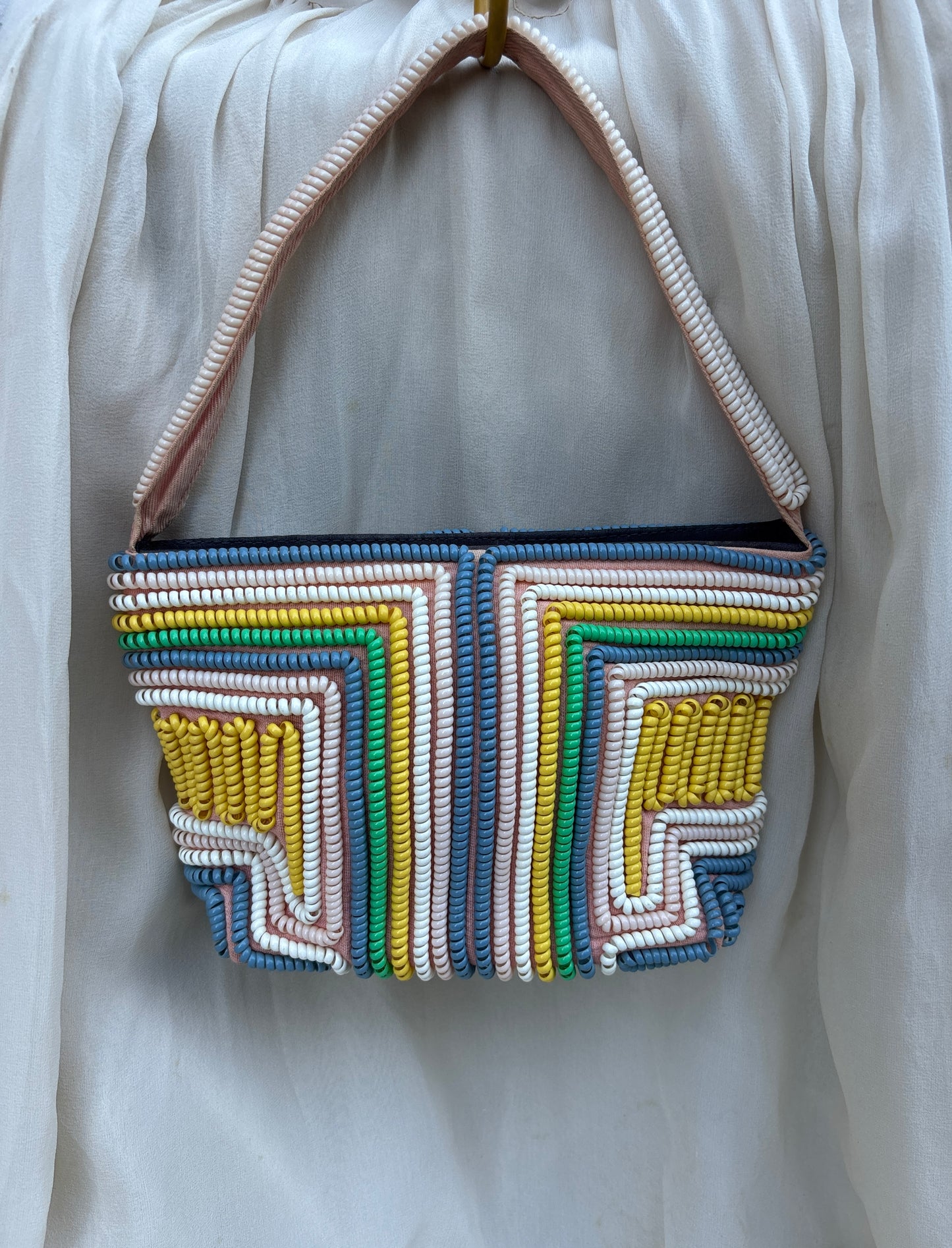 1940s rare pastel colorway telephone cord purse