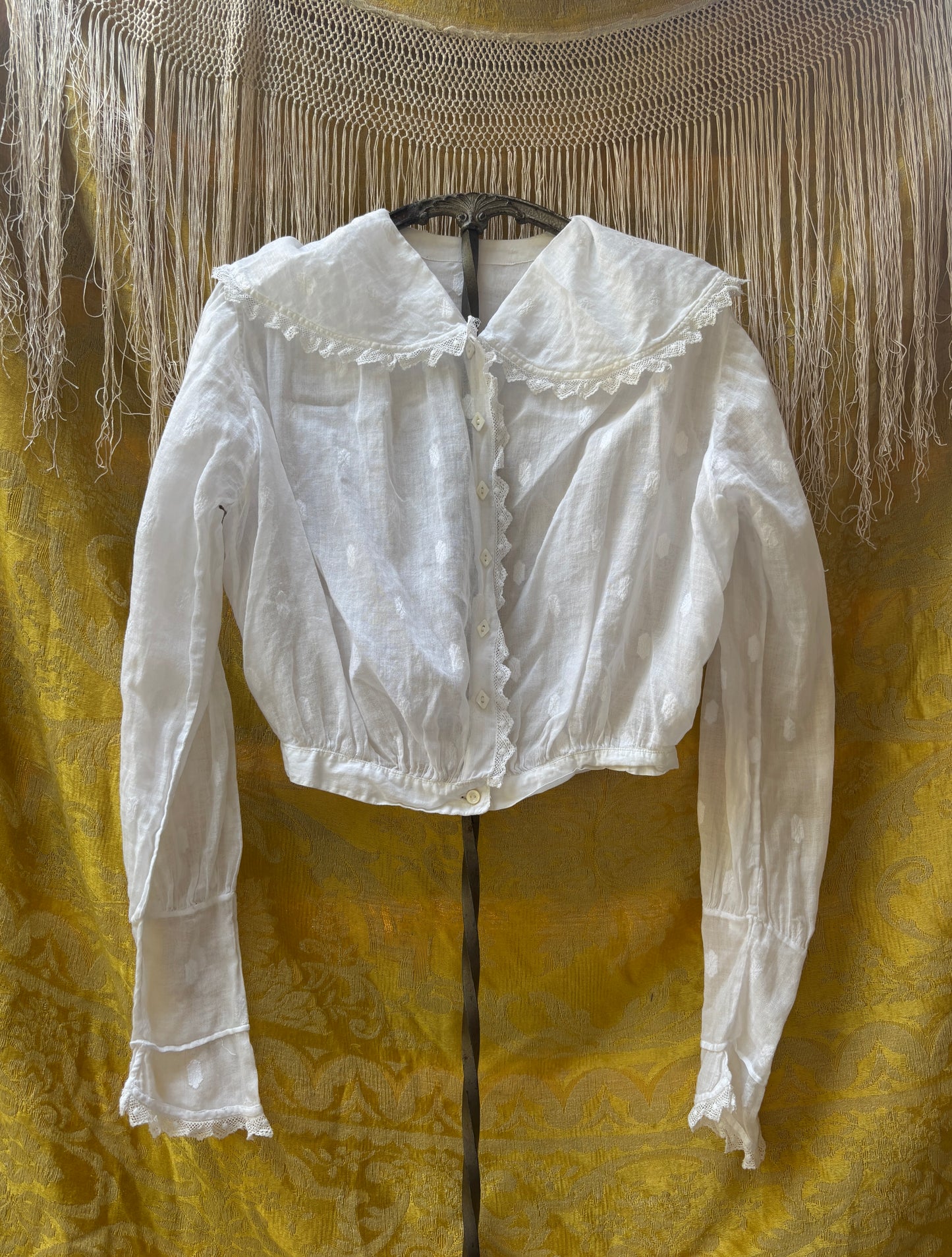 Edwardian 1910s voile collared blouse