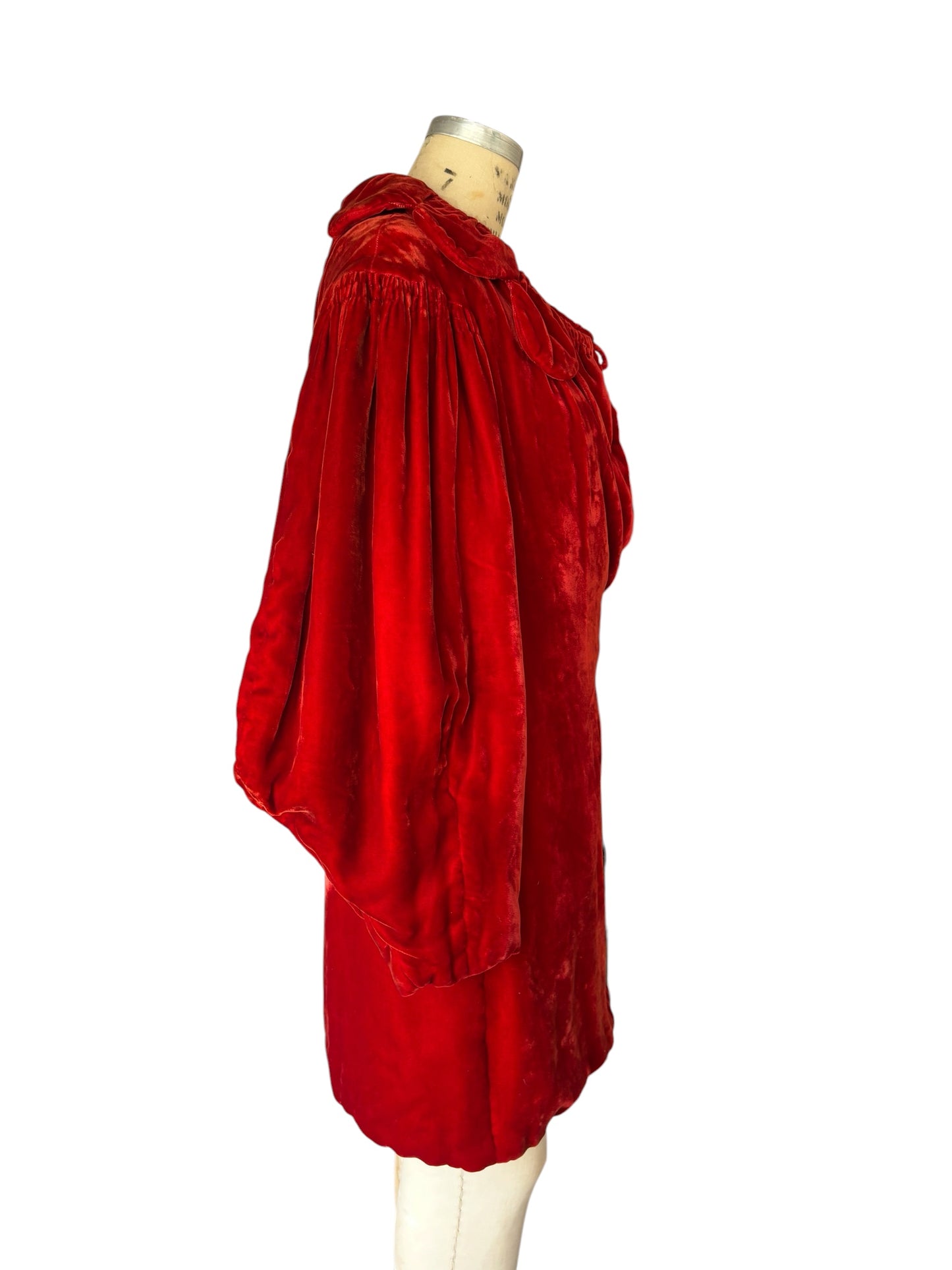 1930s silk velvet cocoon/opera coat crimson red