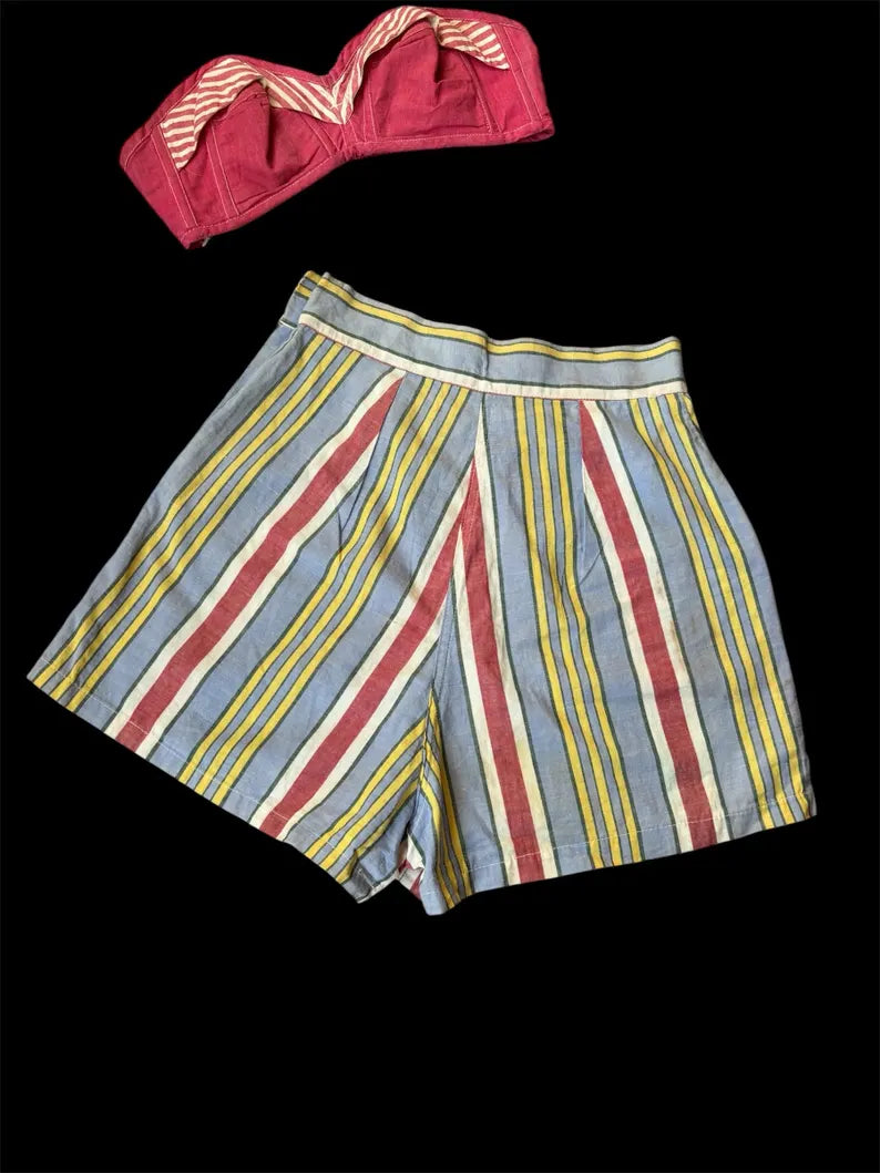 1940s Deadstock Striped Shorts