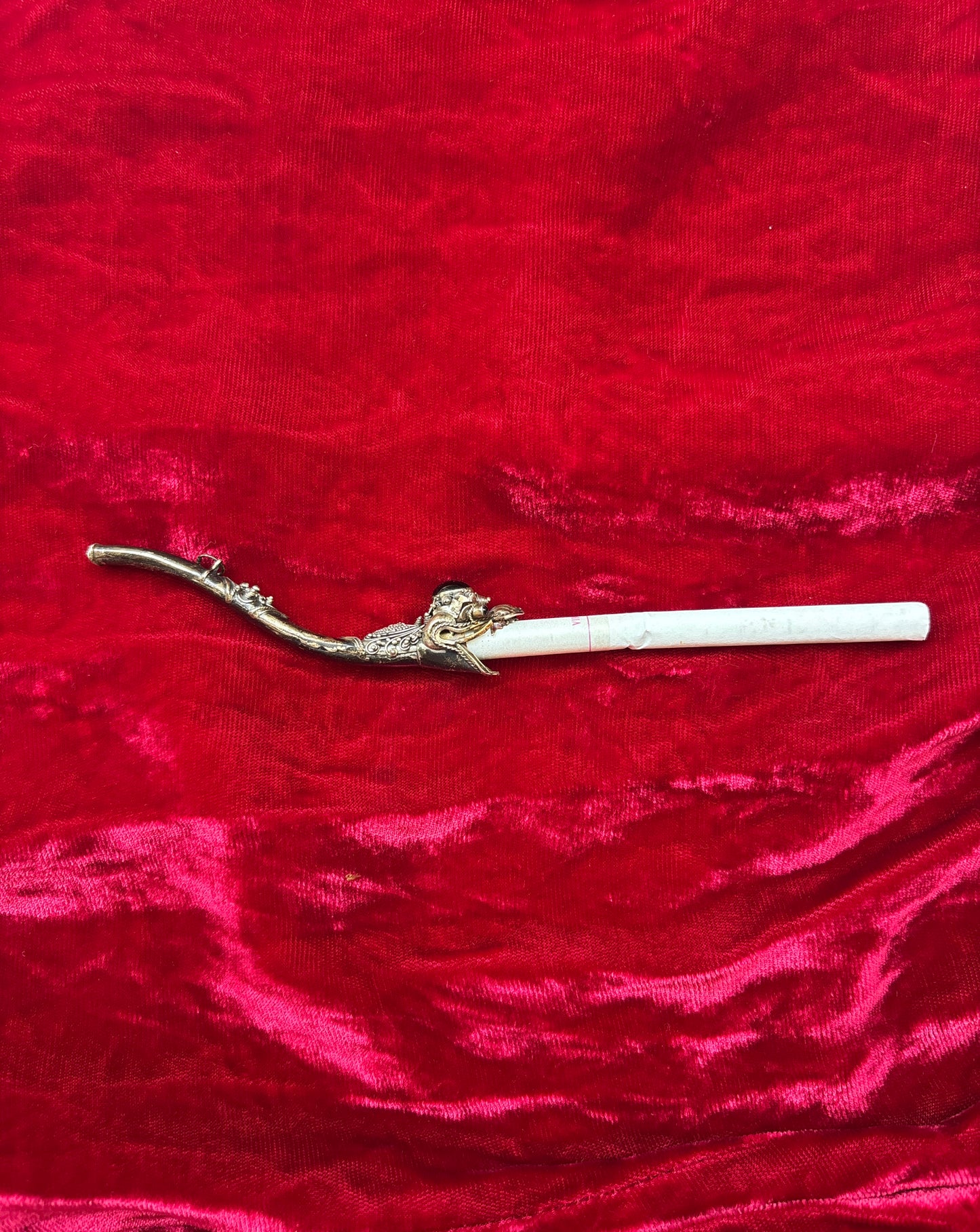 Antique Sterling Silver Dragon Cigarette Holder