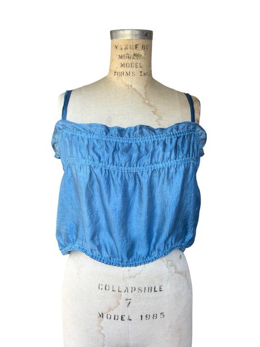 Antique pure silk cornflower blue corset cover
