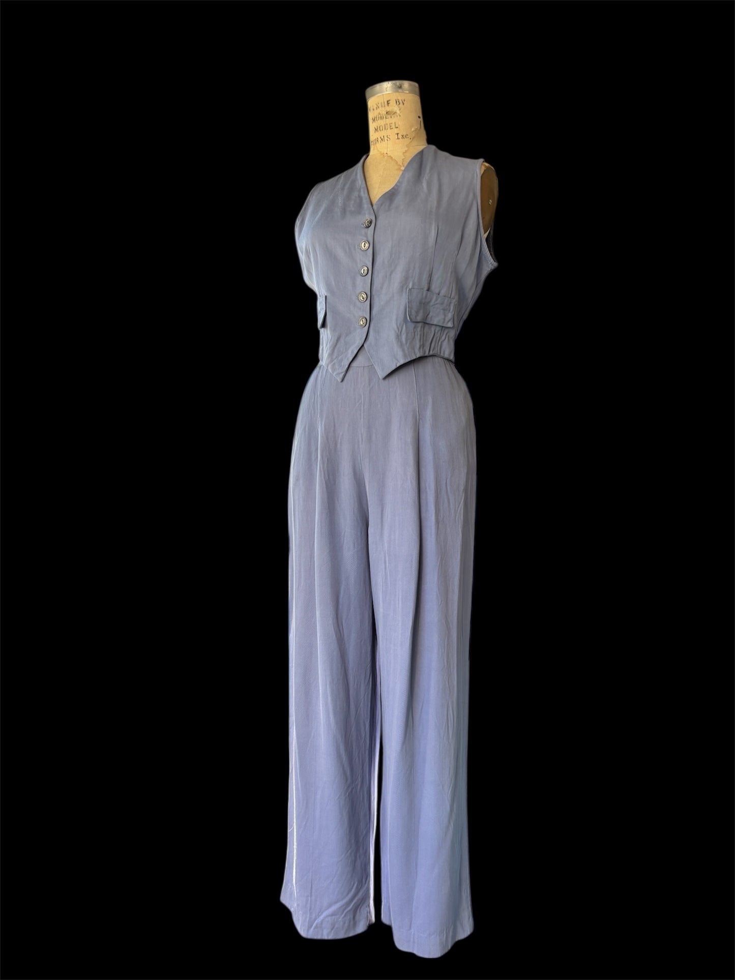 1940s periwinkle tailored gabardine set
