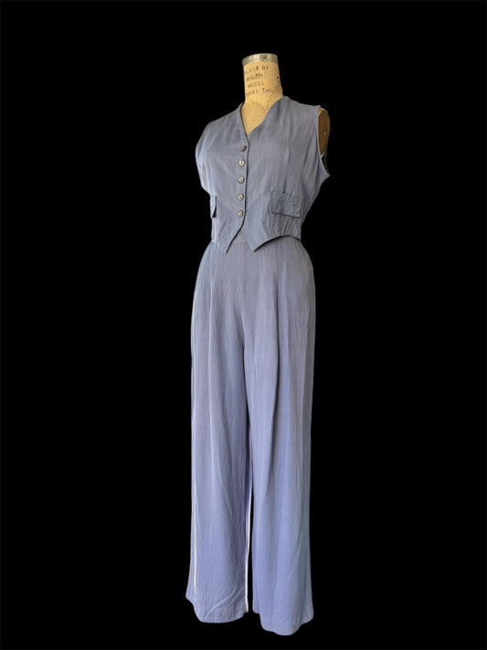 1940s periwinkle tailored gabardine set
