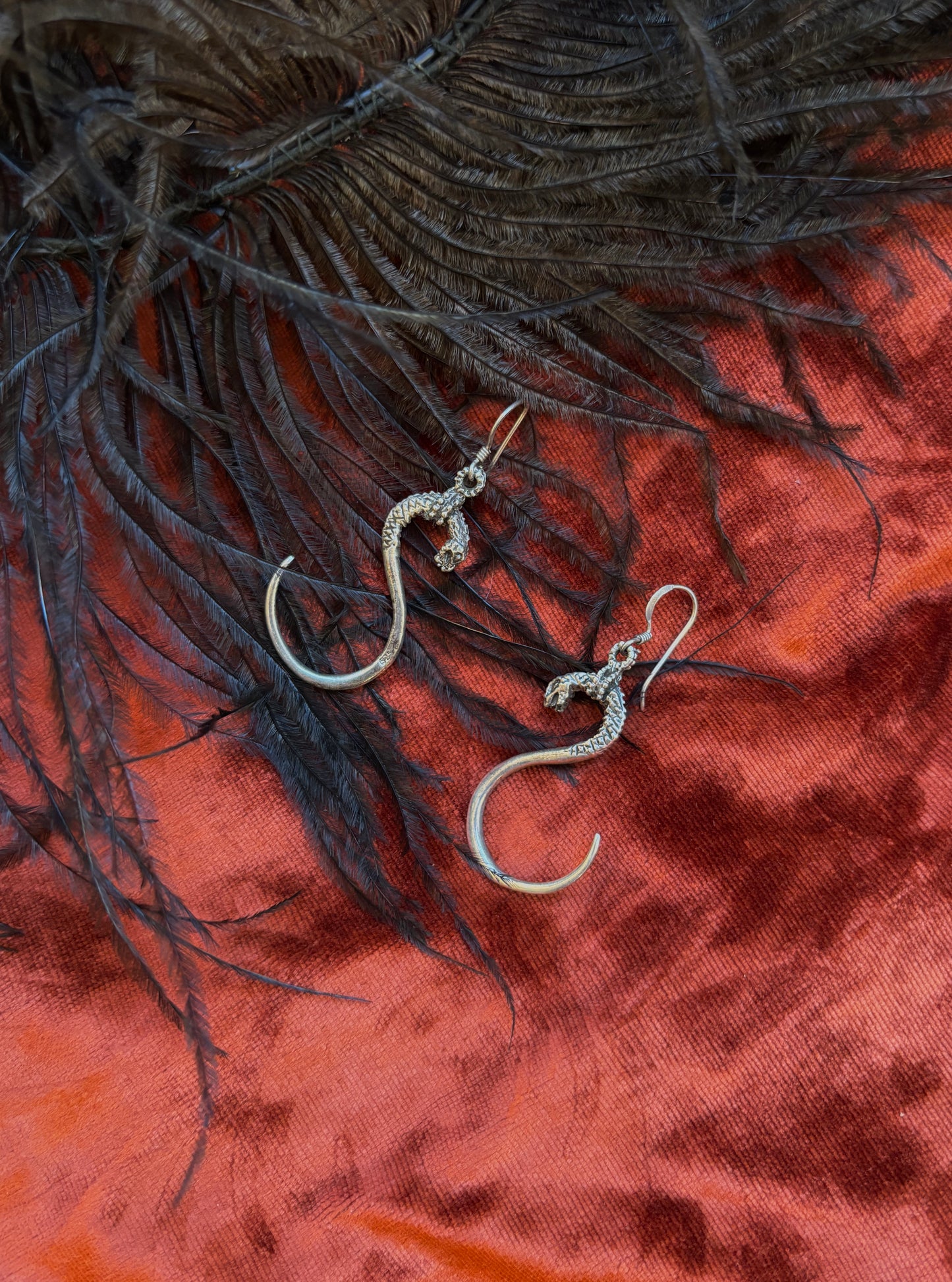 Vintage sterling silver serpent earrings