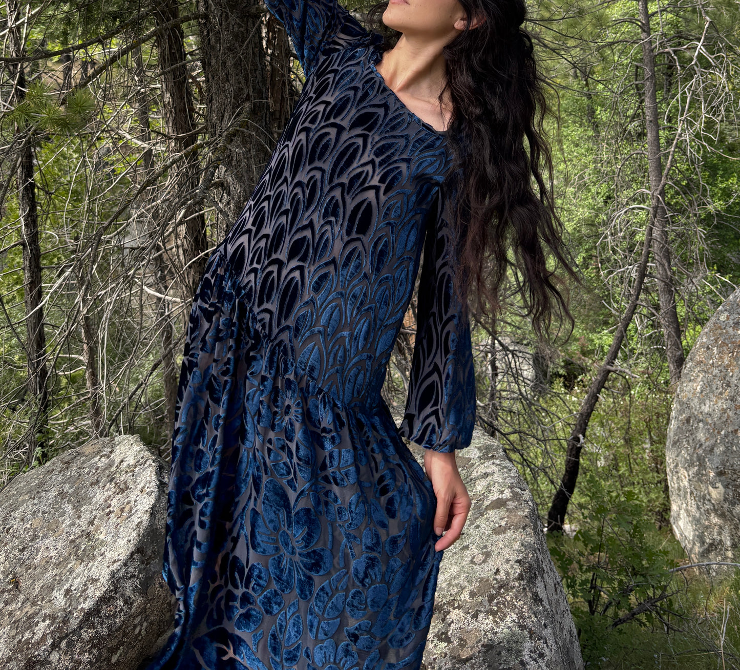 1920s silk velvet devoré drop waist dress