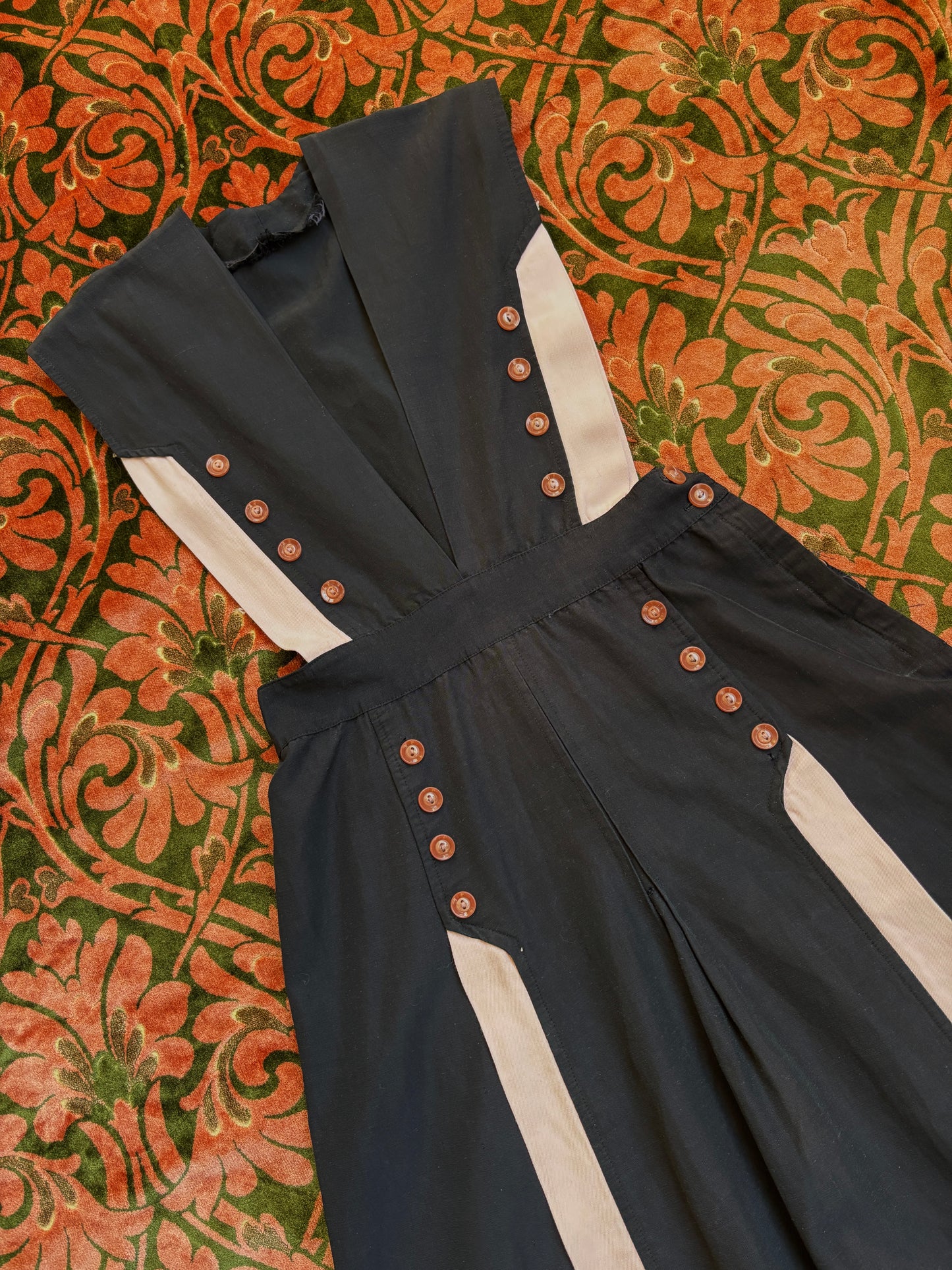 1940s pink & black pinafore/ mini dress