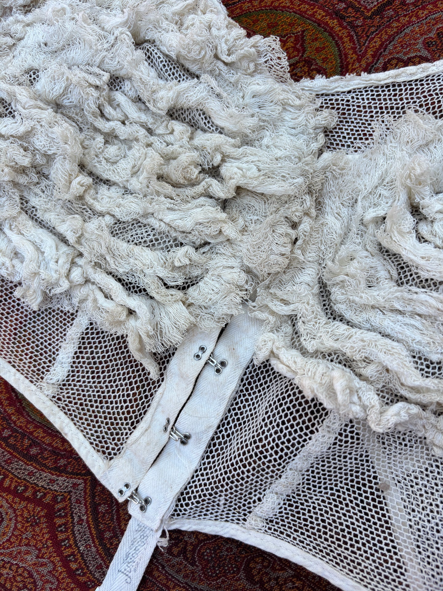 Edwardian net corset cover with frills