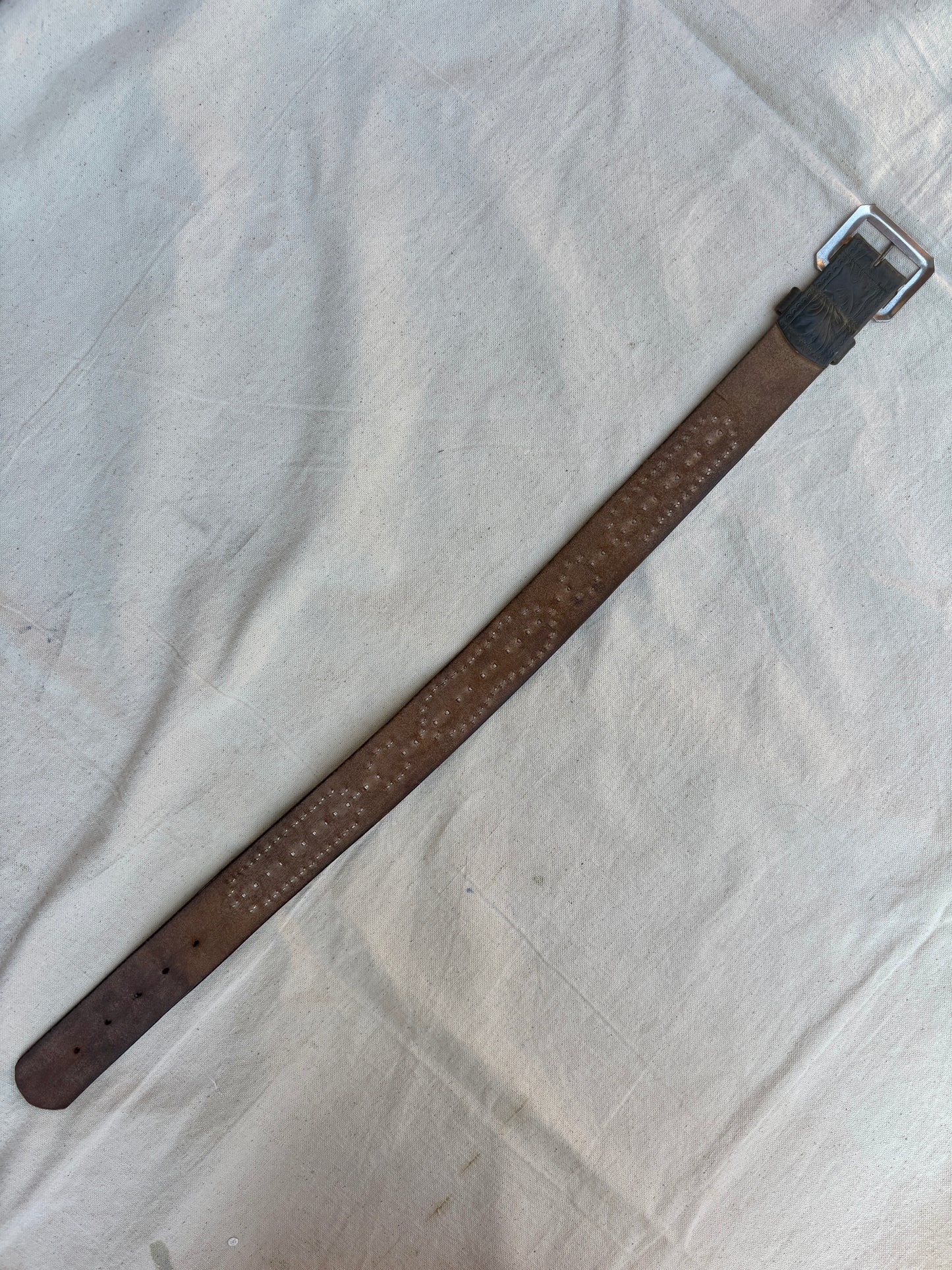 1950s black jeweled & studded belt with contrasting white leather