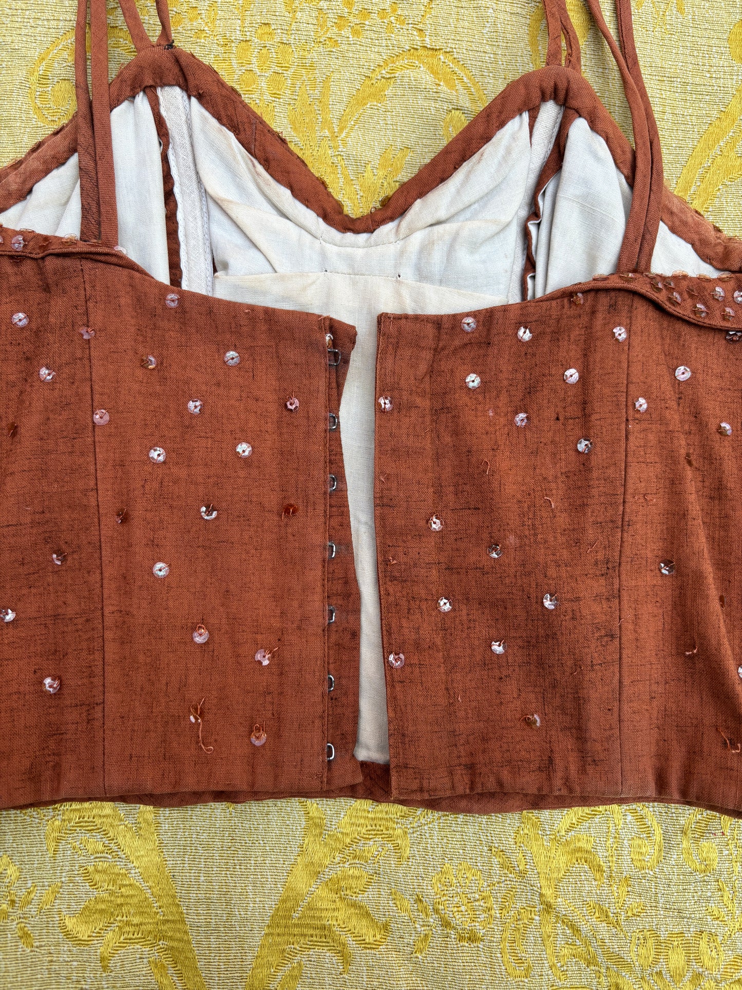 1950s boned sequin bustier top