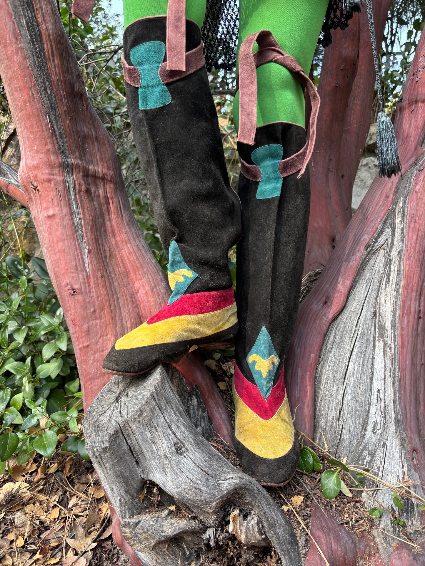 1960s medieval revival suede boots by Goody Two Shoes