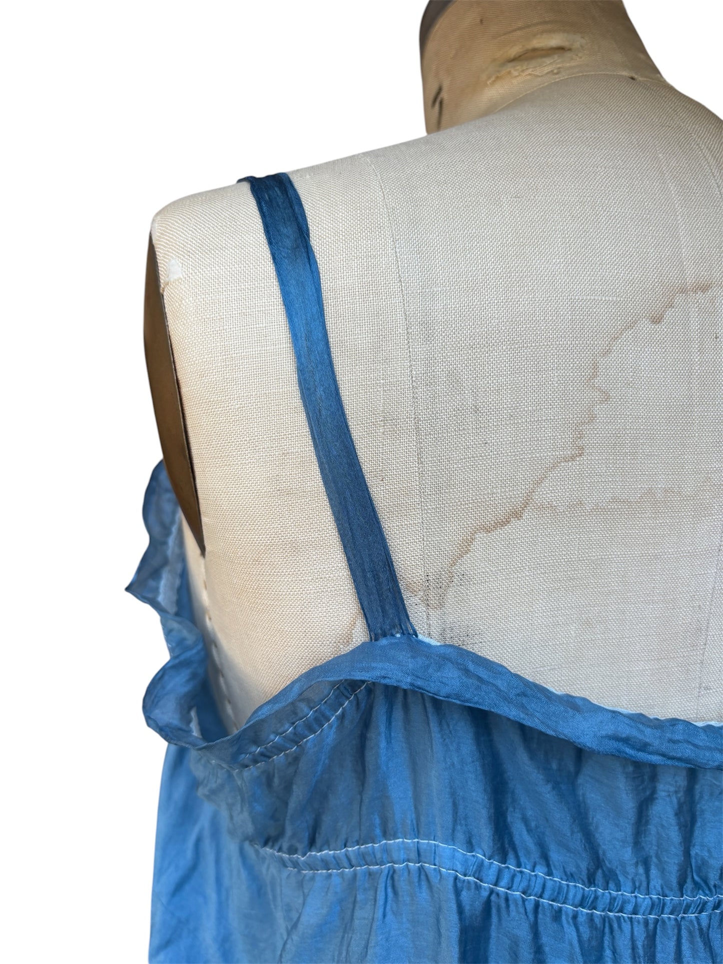 Antique pure silk cornflower blue corset cover