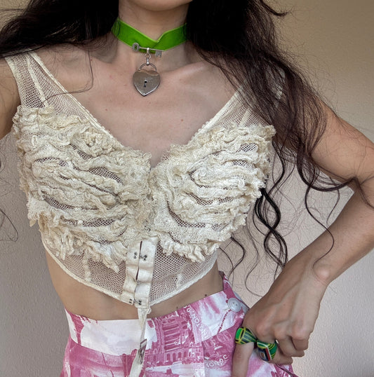Edwardian net corset cover with frills