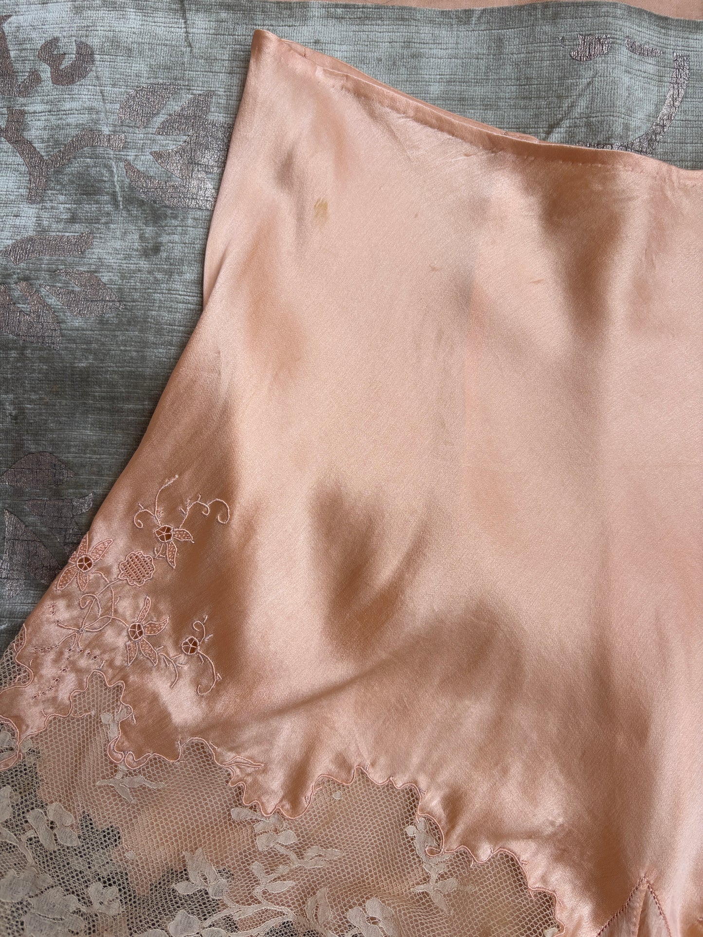 1930s silk satin & lace tap shorts