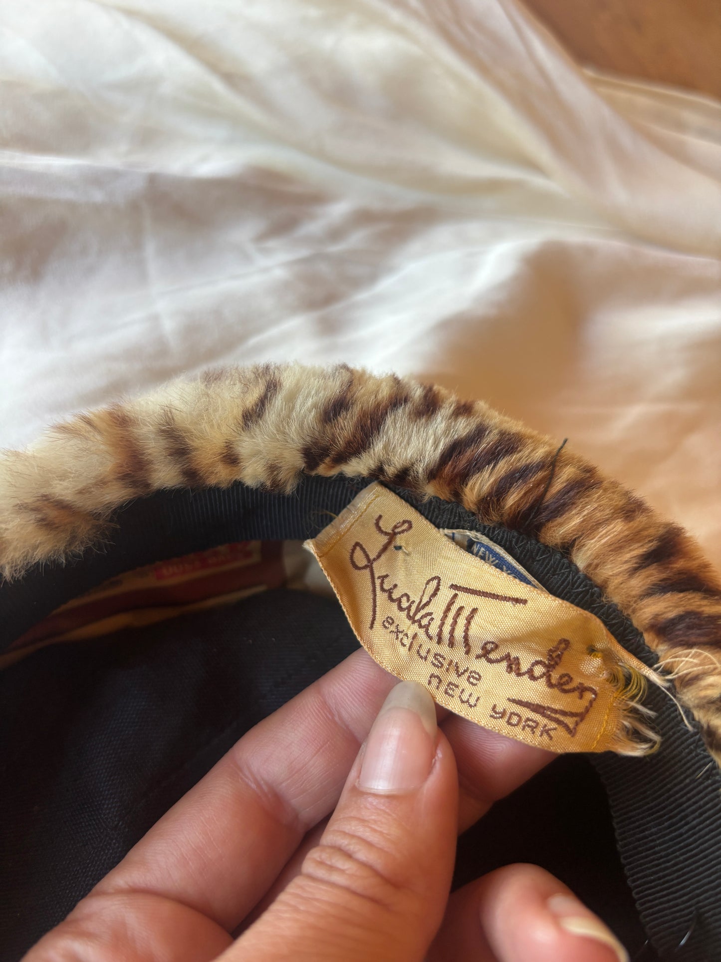 1950s leopard print genuine fur pillbox hat