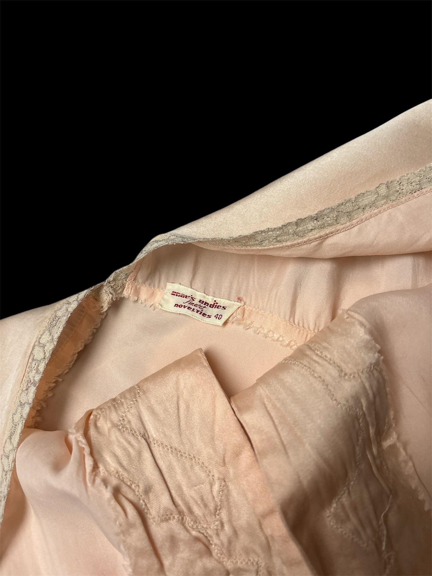 1930s keyhole bias cut slip dress with lace appliqué