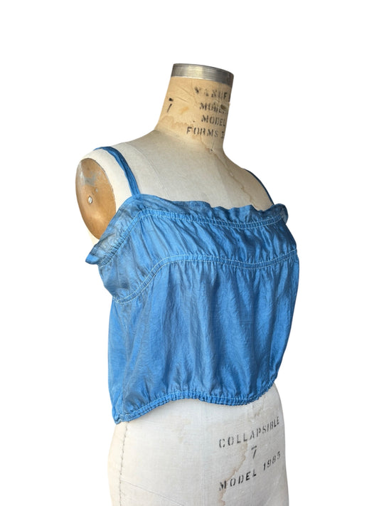 Antique pure silk cornflower blue corset cover