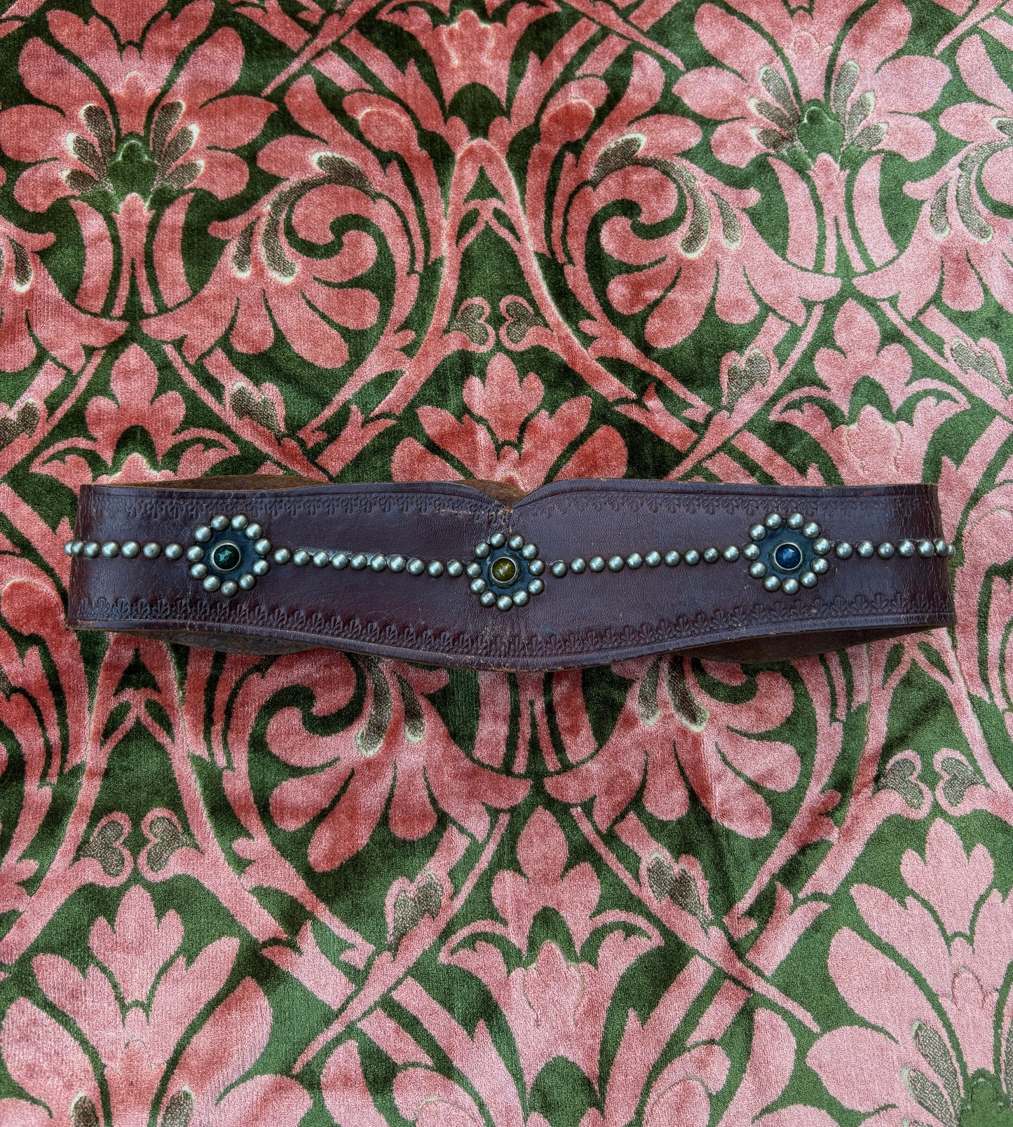 1950s jeweled & studded leather kidney belt