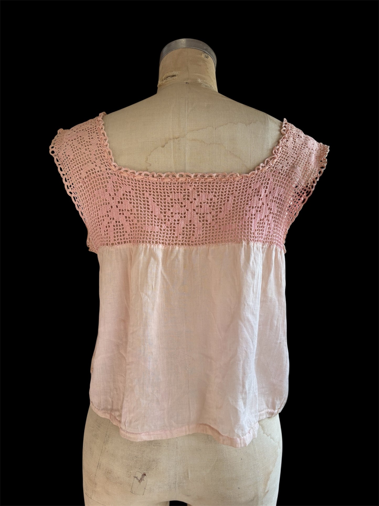 Edwardian pink corset cover with bow motif