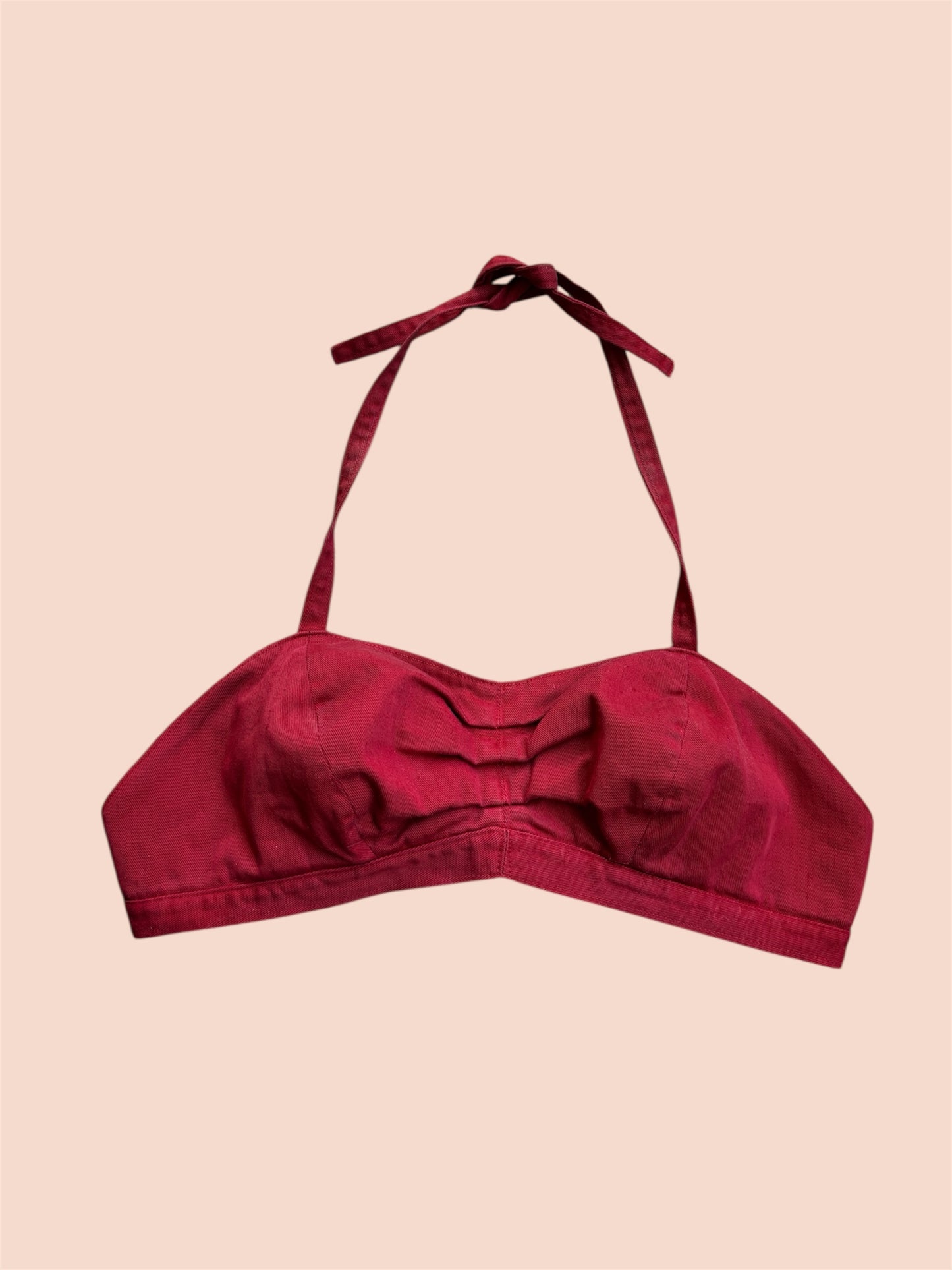 1940s red cotton twill sun top