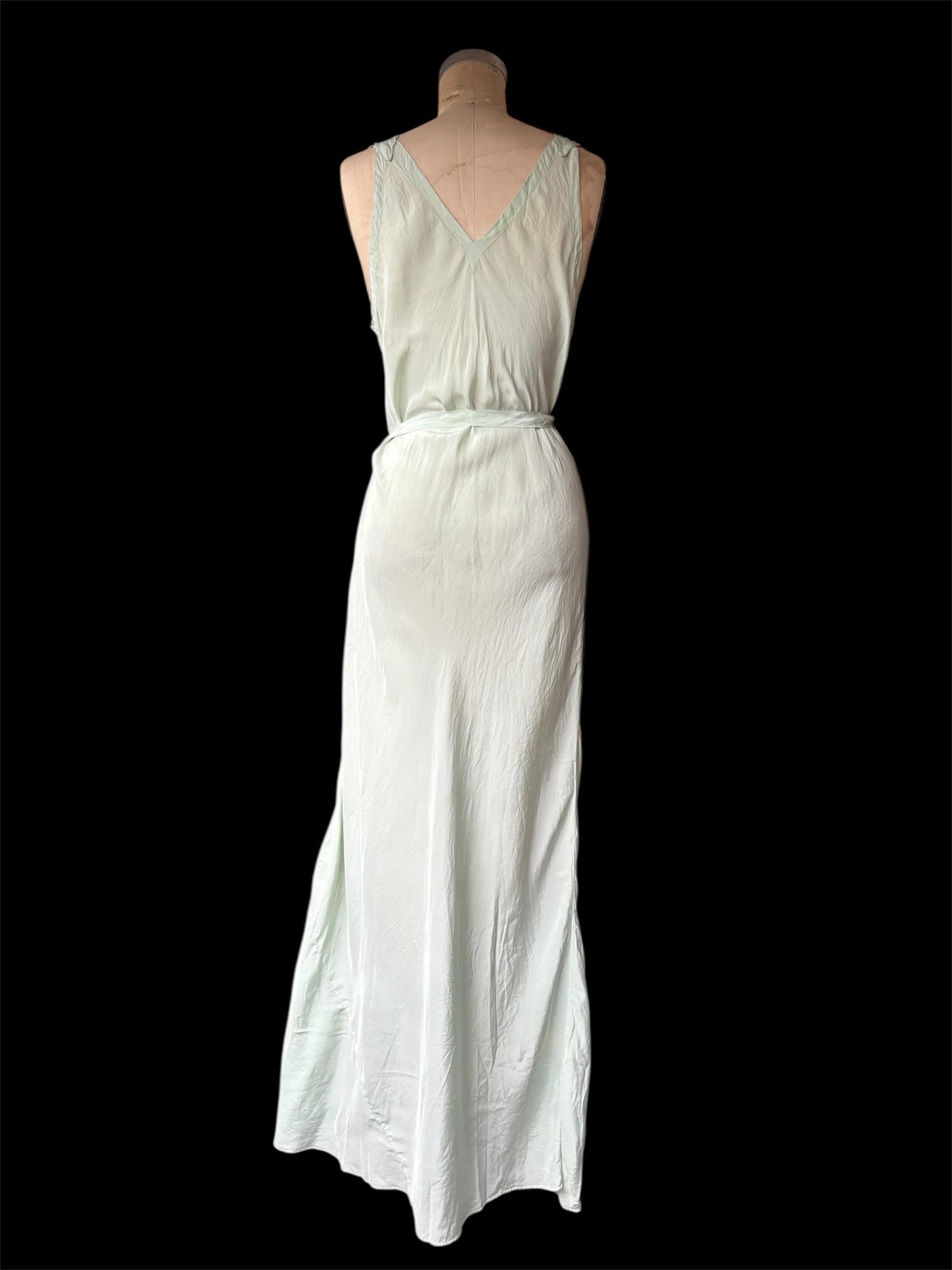 1930s seafoam appliquéd & scalloped slip dress