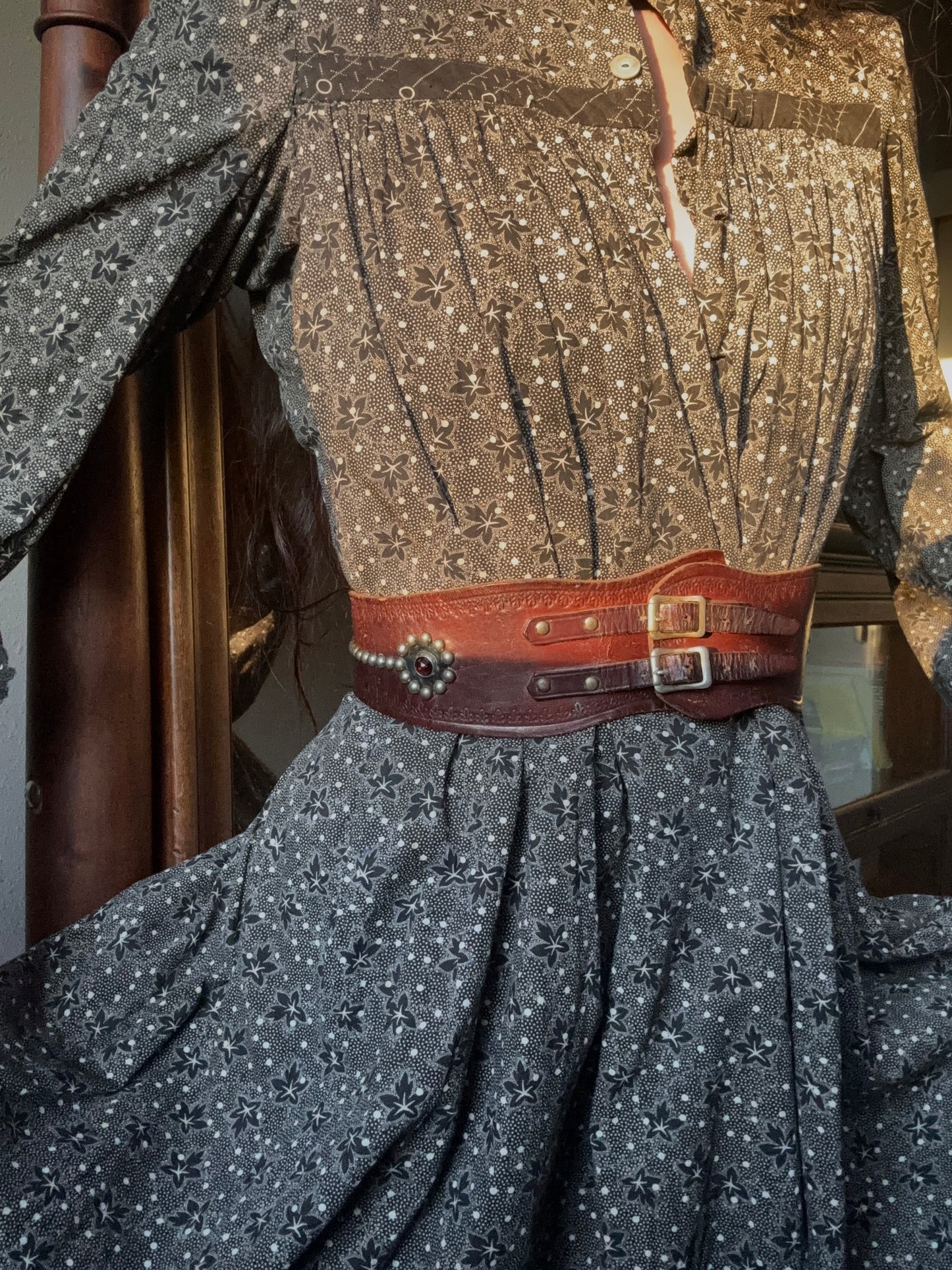 1950s jeweled & studded leather kidney belt