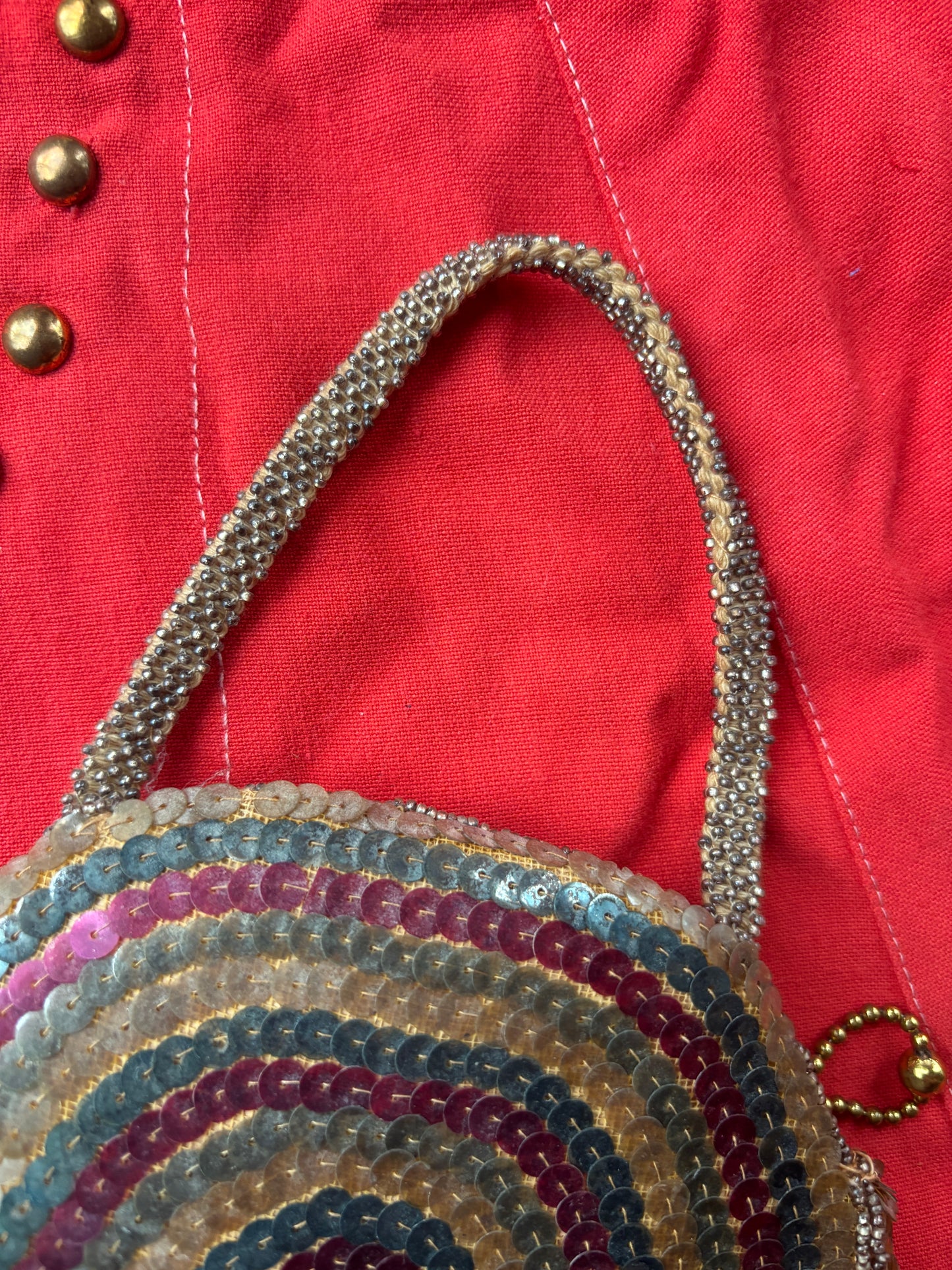1930s sequined & beaded rainbow purse