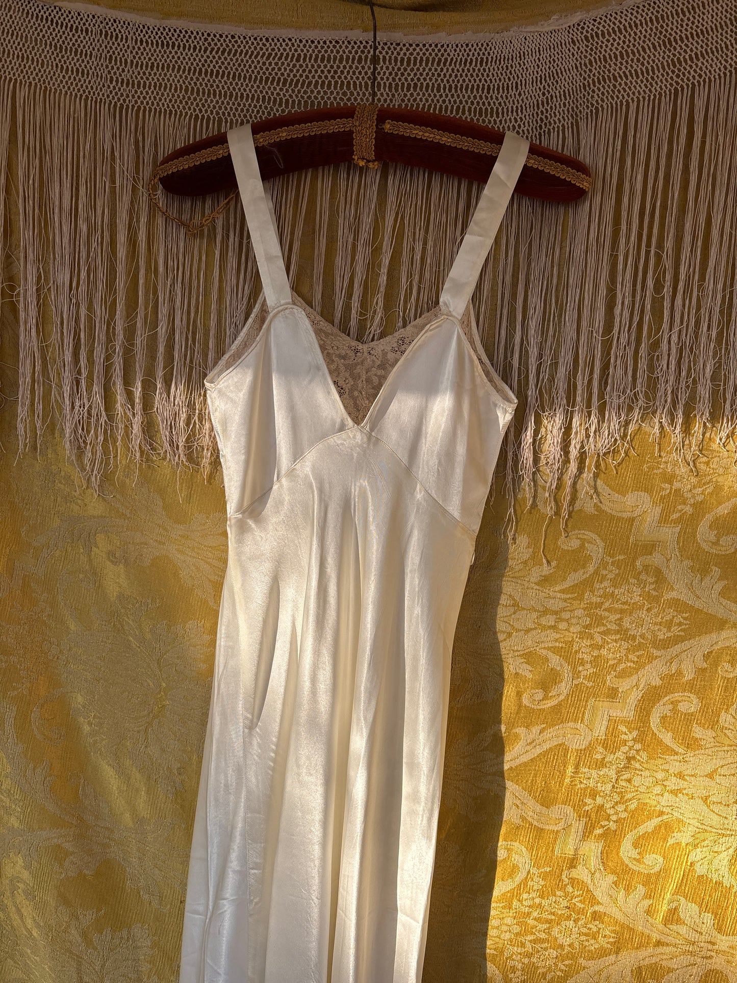 1940s pearly bias cut slip dress