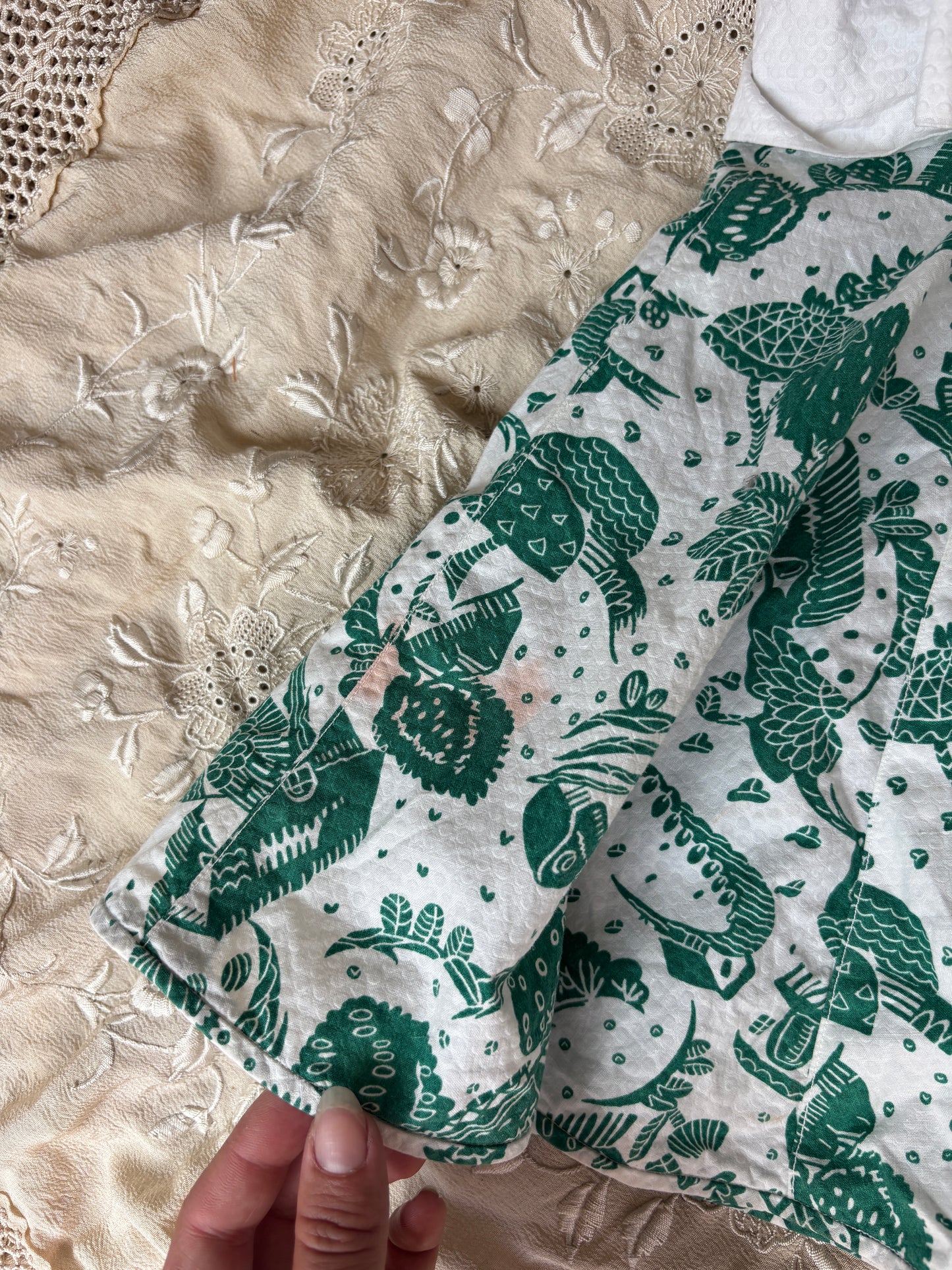 1950s novelty island print boned bustier top/micro mini