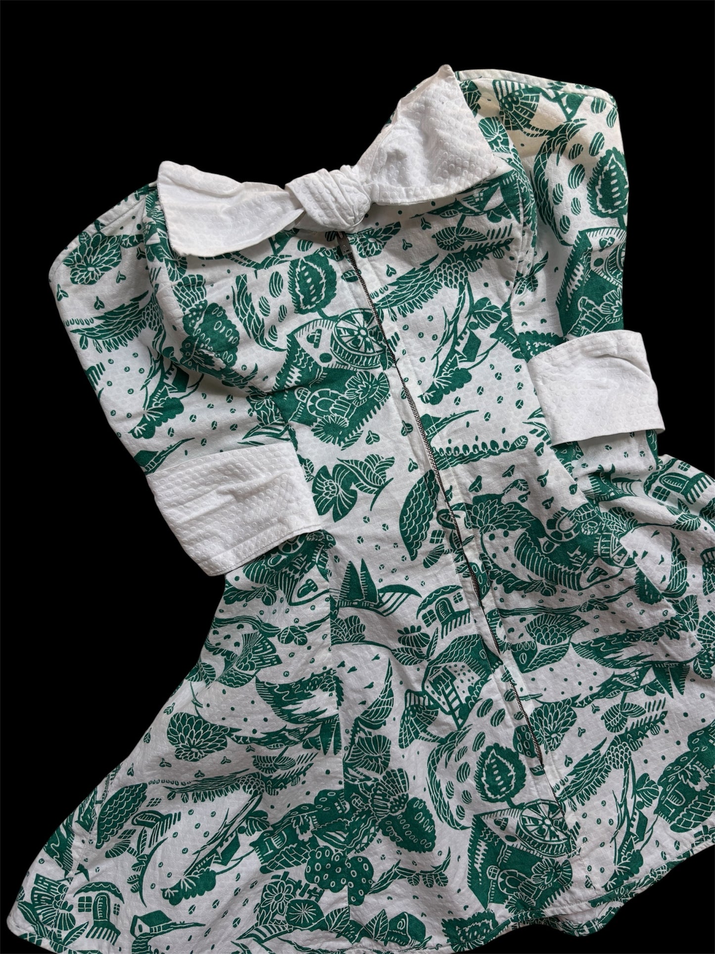 1950s novelty island print boned bustier top/micro mini